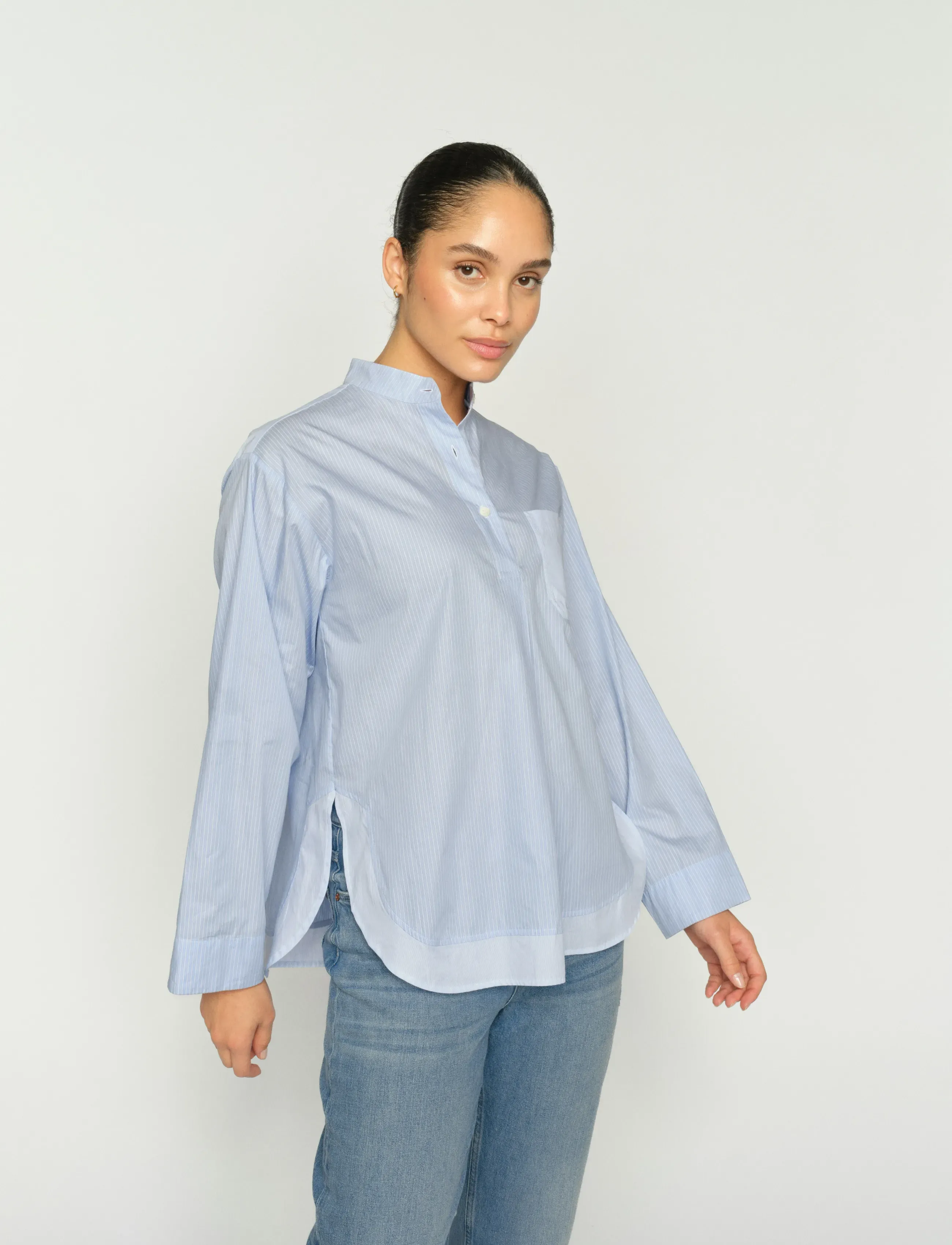 MOS MOSH - MMBronwyn Stripe Shirt - långärmade skjortor - brunnera blue - 4