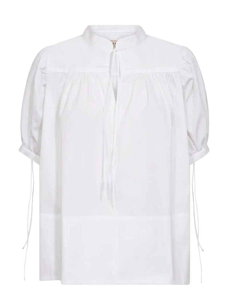 MOS MOSH - MMTarima SS Cotton Blouse - kortærmede bluser - white - 1