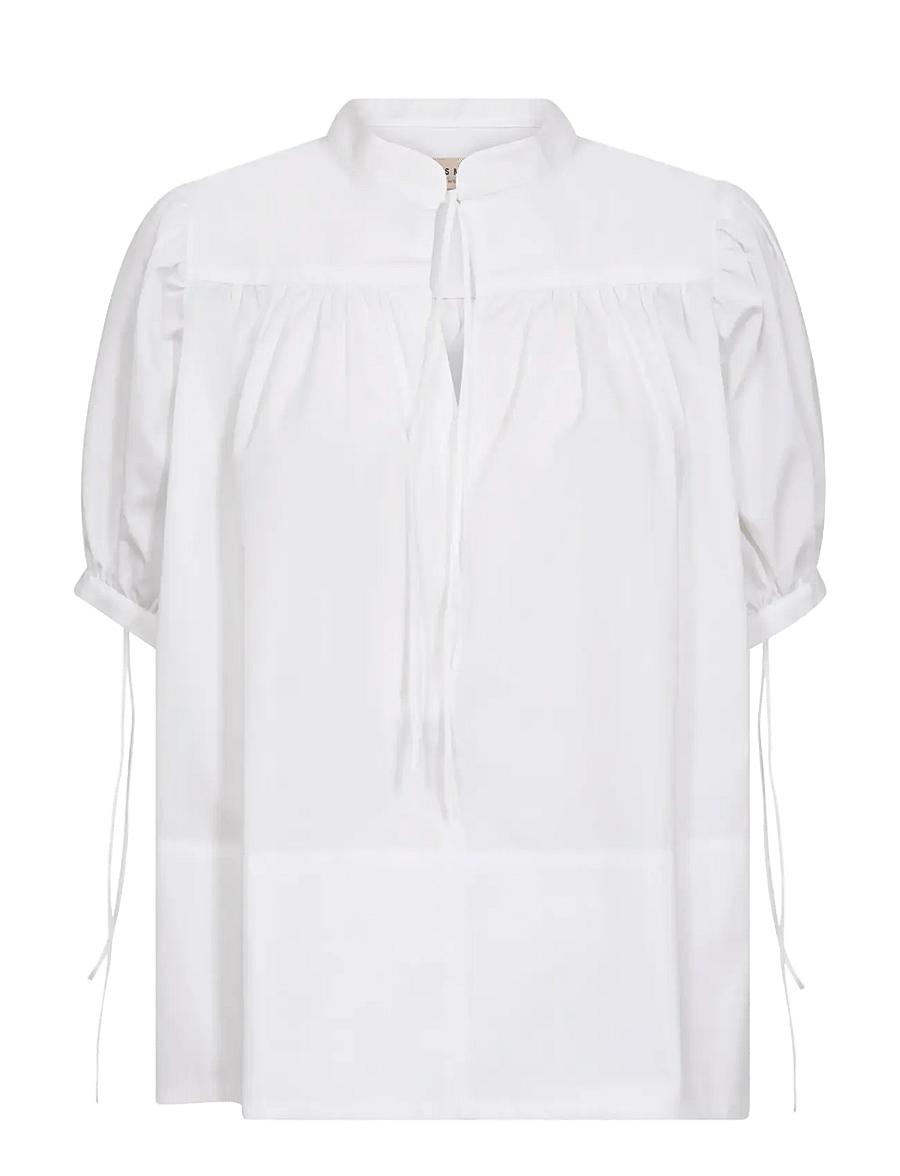 MOS MOSH - MMTarima SS Cotton Blouse - kurzärmelige blusen - white - 1