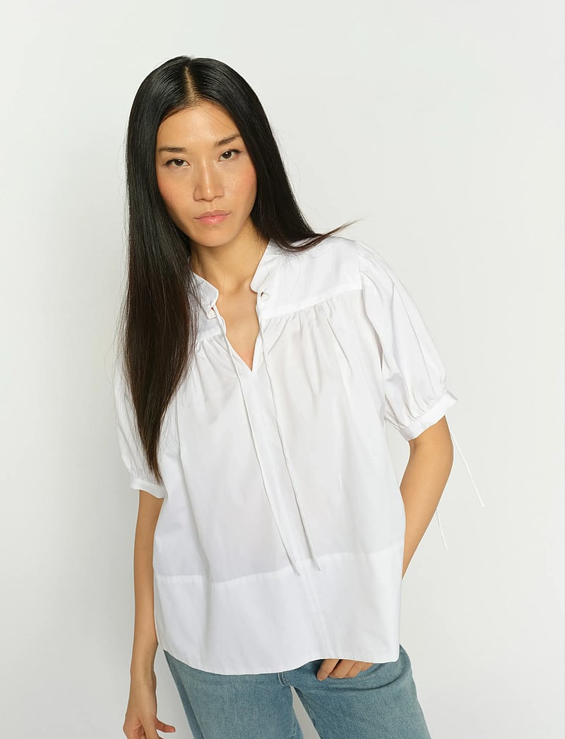 MOS MOSH - MMTarima SS Cotton Blouse - kortærmede bluser - white - 3