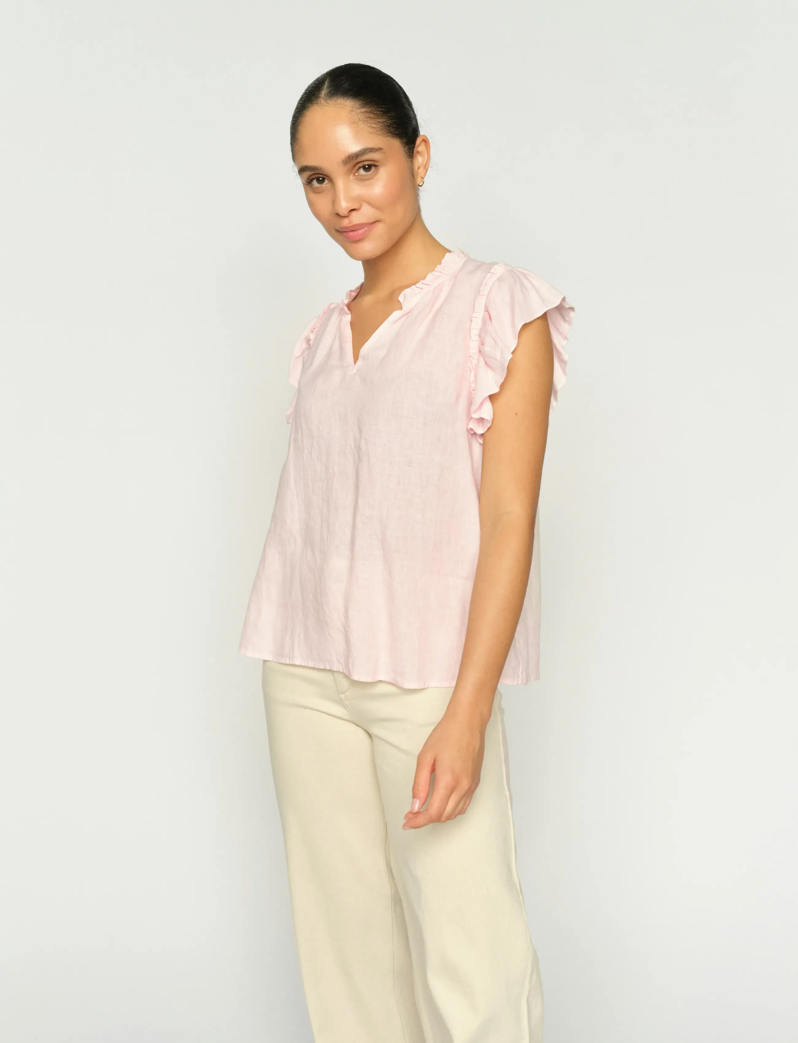 MOS MOSH Mmtea Linen Blouse, XL, Blouses, Rosa - Short-sleeved, Frauen