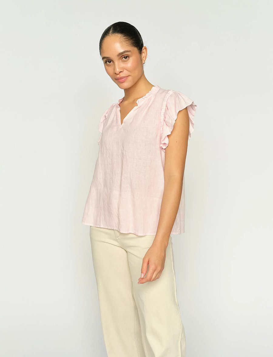 MOS MOSH - MMTea Linen Blouse - short-sleeved blouses - ballet slipper - 0