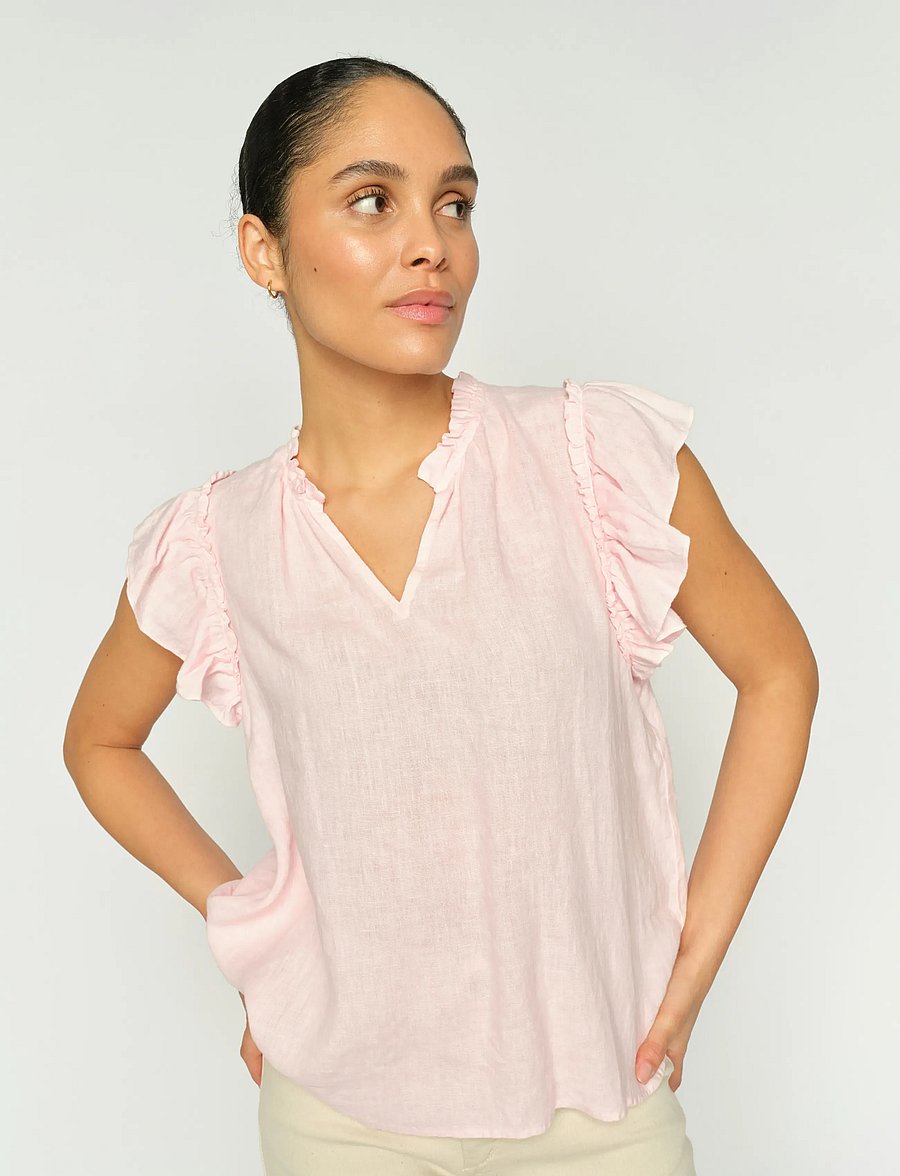 MOS MOSH - MMTea Linen Blouse - short-sleeved blouses - ballet slipper - 3