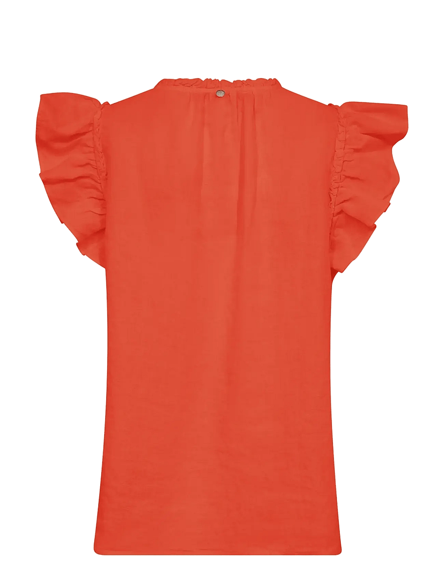 MOS MOSH - MMTea Linen Blouse - short-sleeved blouses - spicy orange - 2