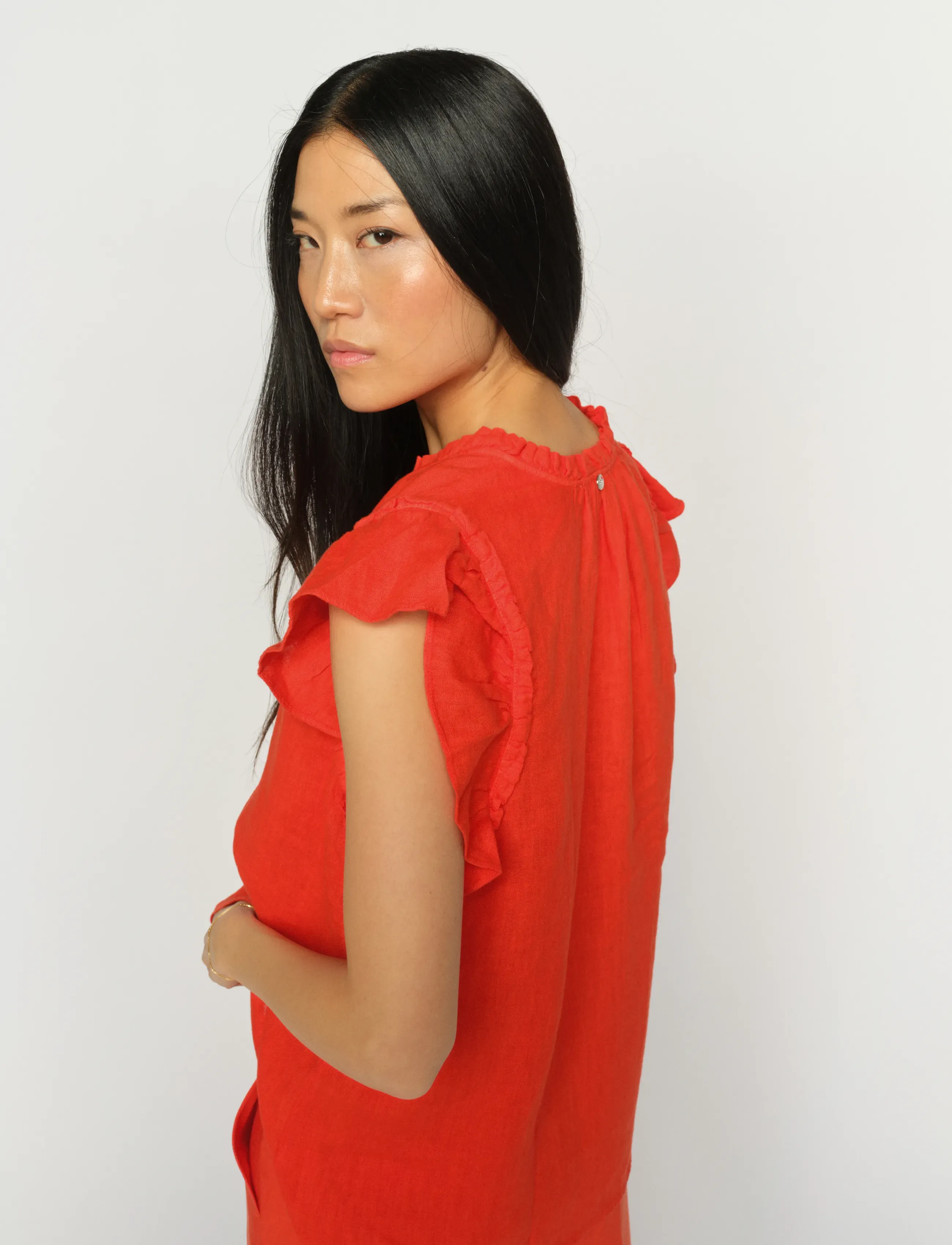 MOS MOSH - MMTea Linen Blouse - bluzki z krótkim rękawem - spicy orange - 3