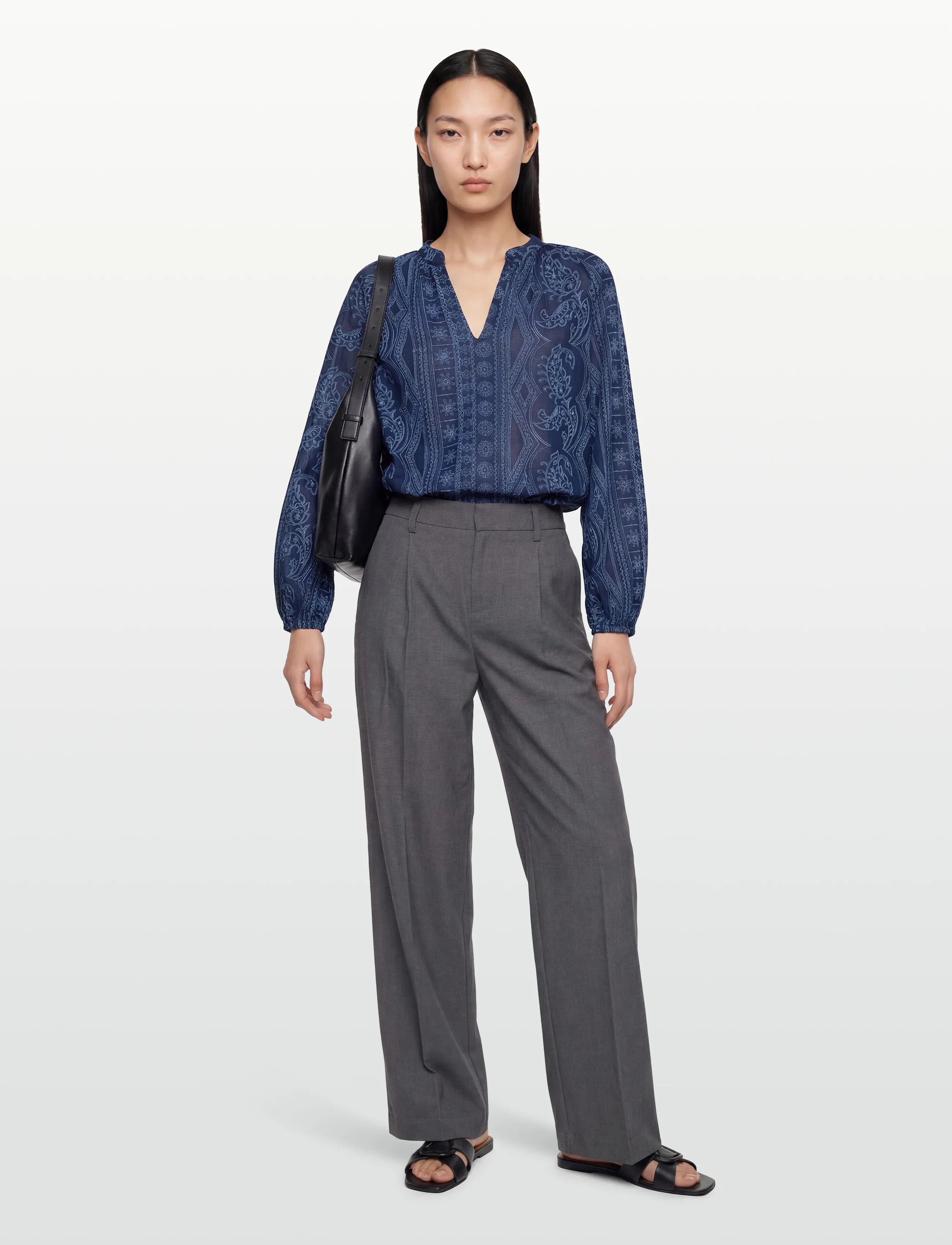 MOS MOSH Mmgata Allo Blouse, S, Blouses, Marineblau - Long-sleeved, Frauen
