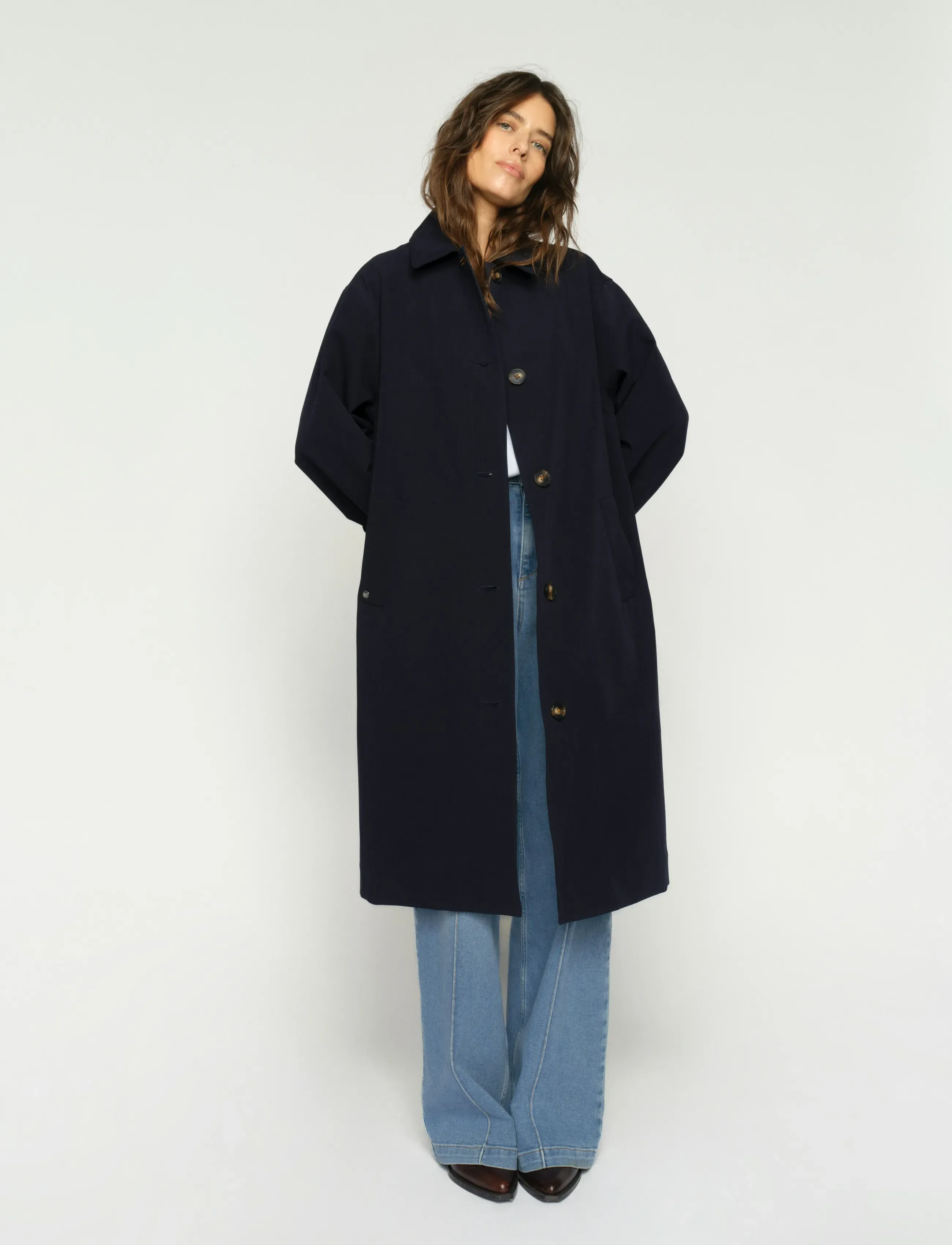 MOS MOSH - MMRiko Bora Trenchcoat - ytterkläder - salute navy - 3