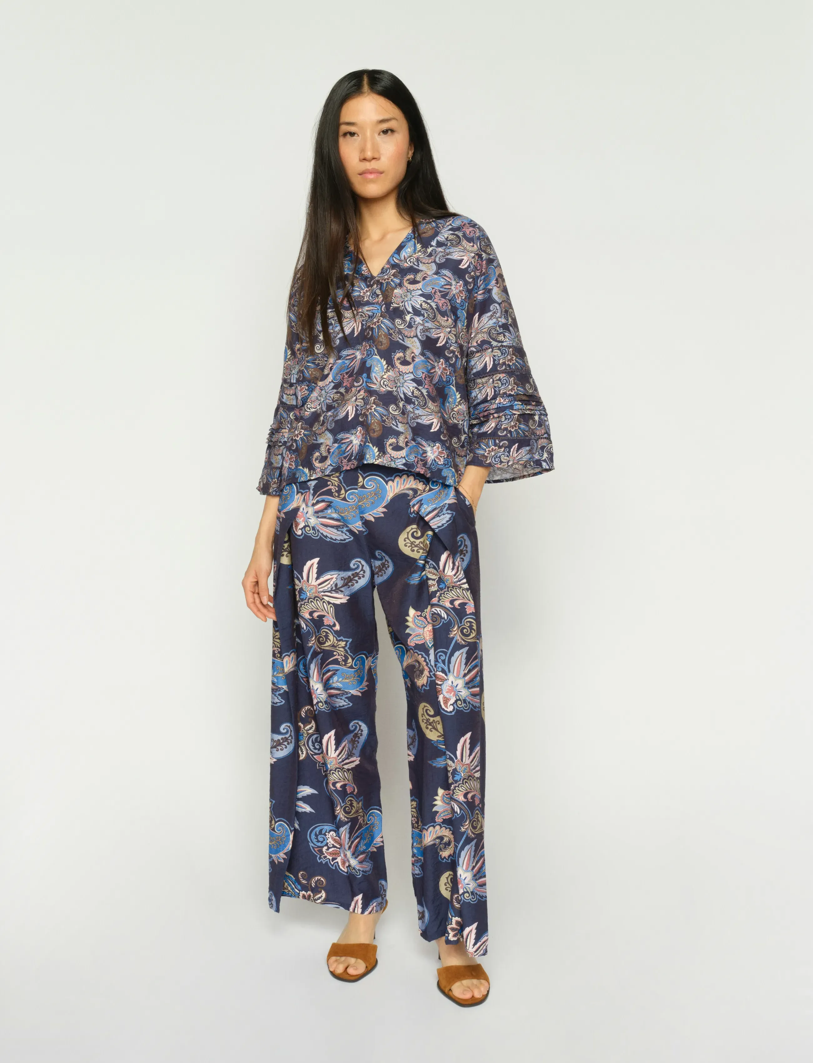 MOS MOSH MMZoke Paisley Pant - Tøj - CROWN BLUE / navy