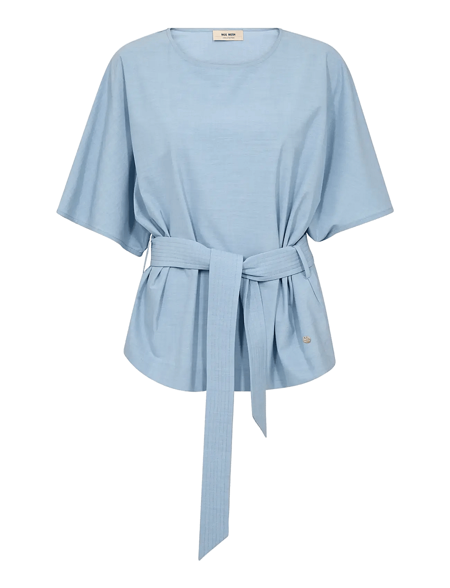 MOS MOSH - MMRikas Roy Blouse - short-sleeved blouses - light blue - 1
