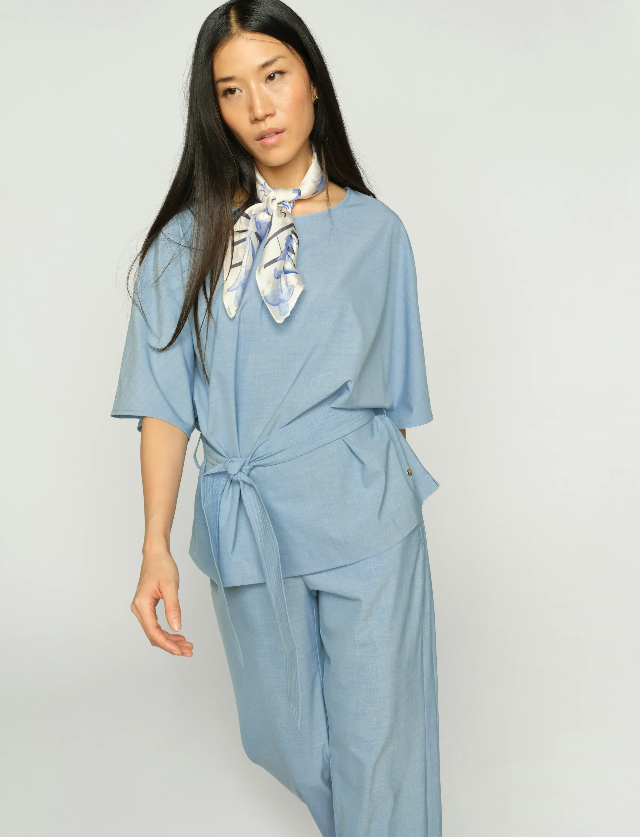 MOS MOSH MMRikas Roy Blouse - Lühikeste varrukatega pluusid - LIGHT BLUE / blue