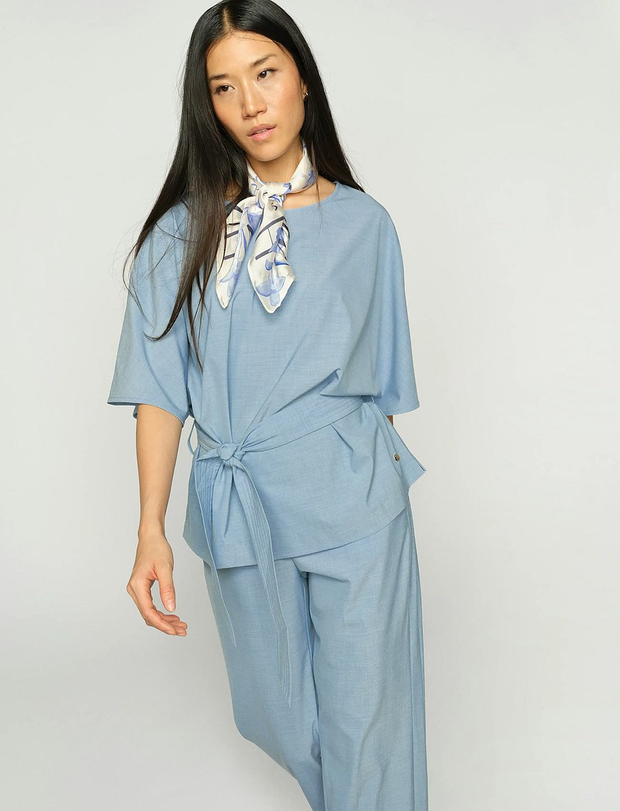 MOS MOSH - MMRikas Roy Blouse - short-sleeved blouses - light blue - 0