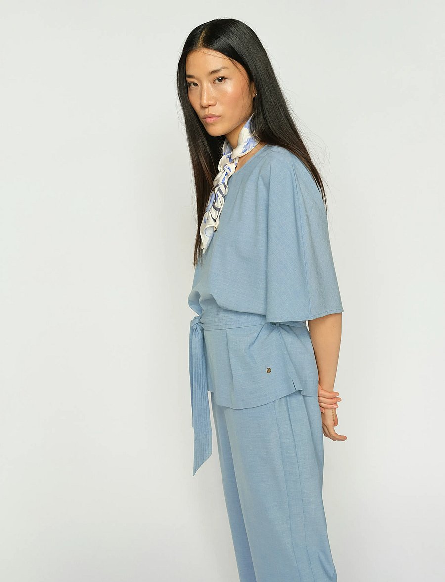 MOS MOSH - MMRikas Roy Blouse - short-sleeved blouses - light blue - 3