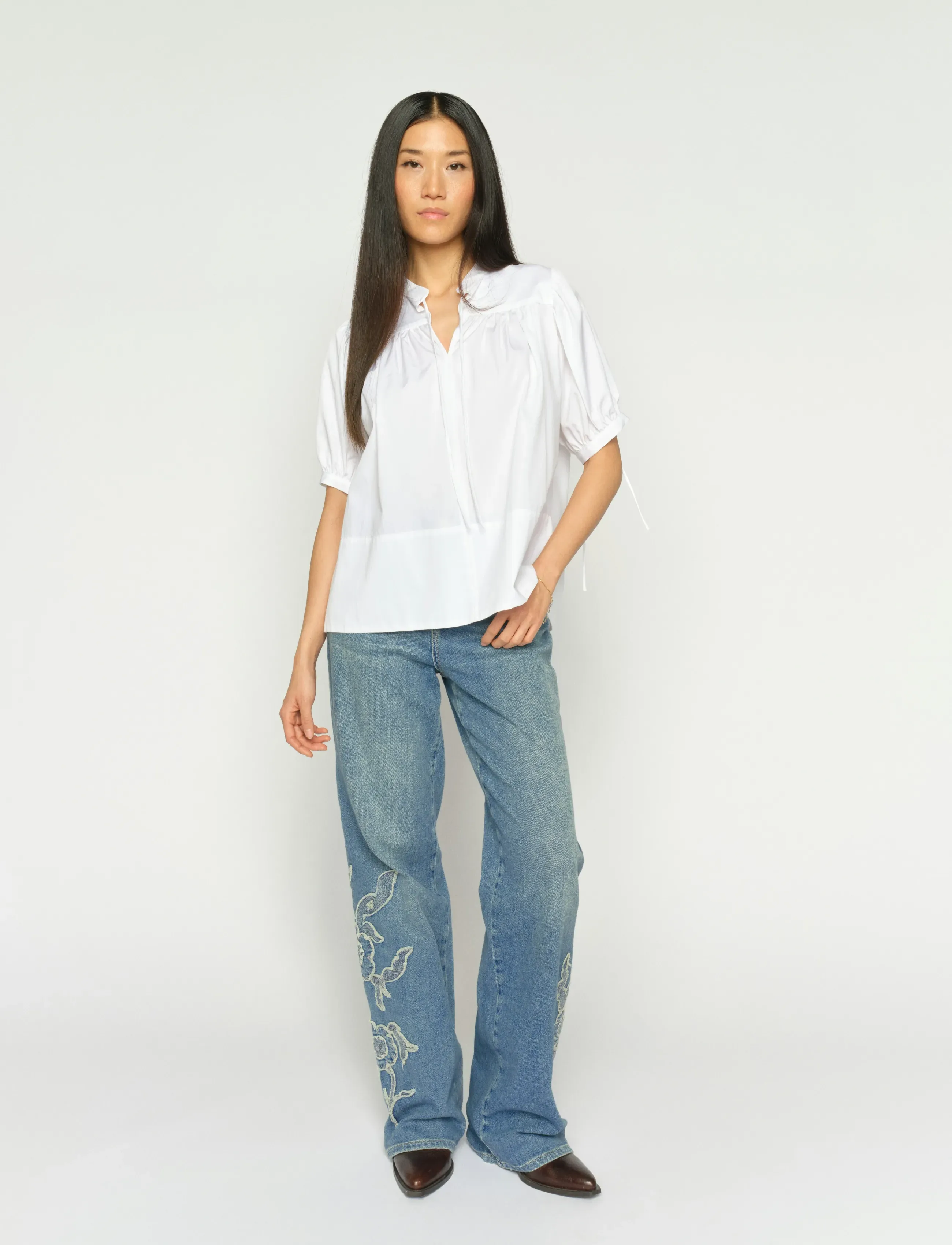 MOS MOSH Mmrelee Blossom Jeans, 32 Short, Blau - Straight-regular, Frauen