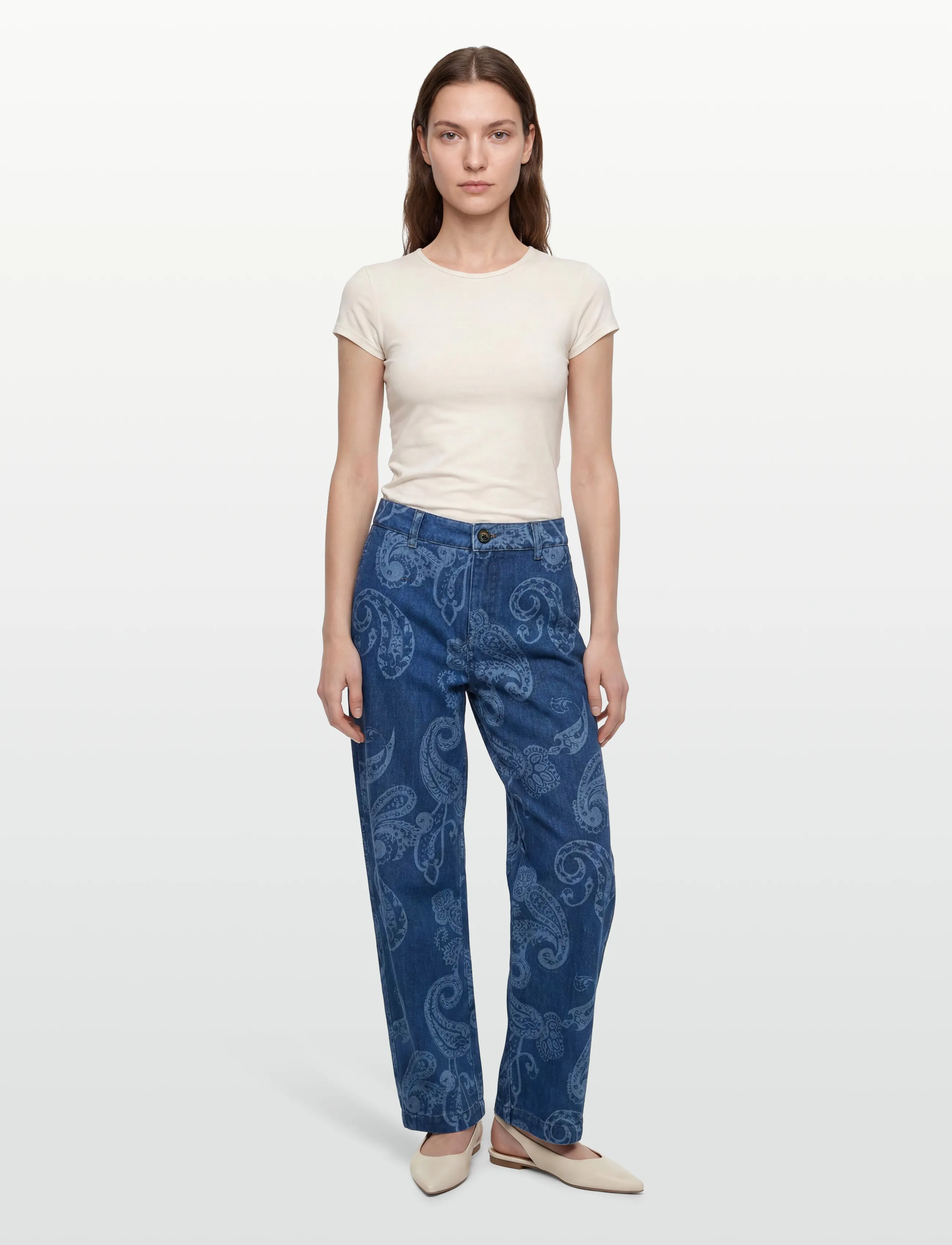 MOS MOSH Mmtino Paisley Jeans, 27 Short, Blue, Jeans > Barrel Jeans, Dame
