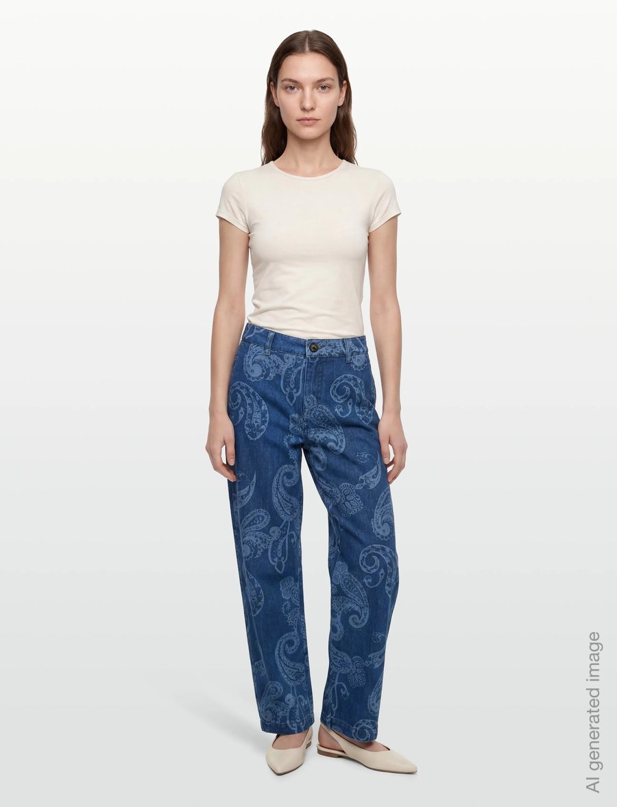 MOS MOSH - MMTino Paisley Jeans - barrel jeans - mid blue - 0