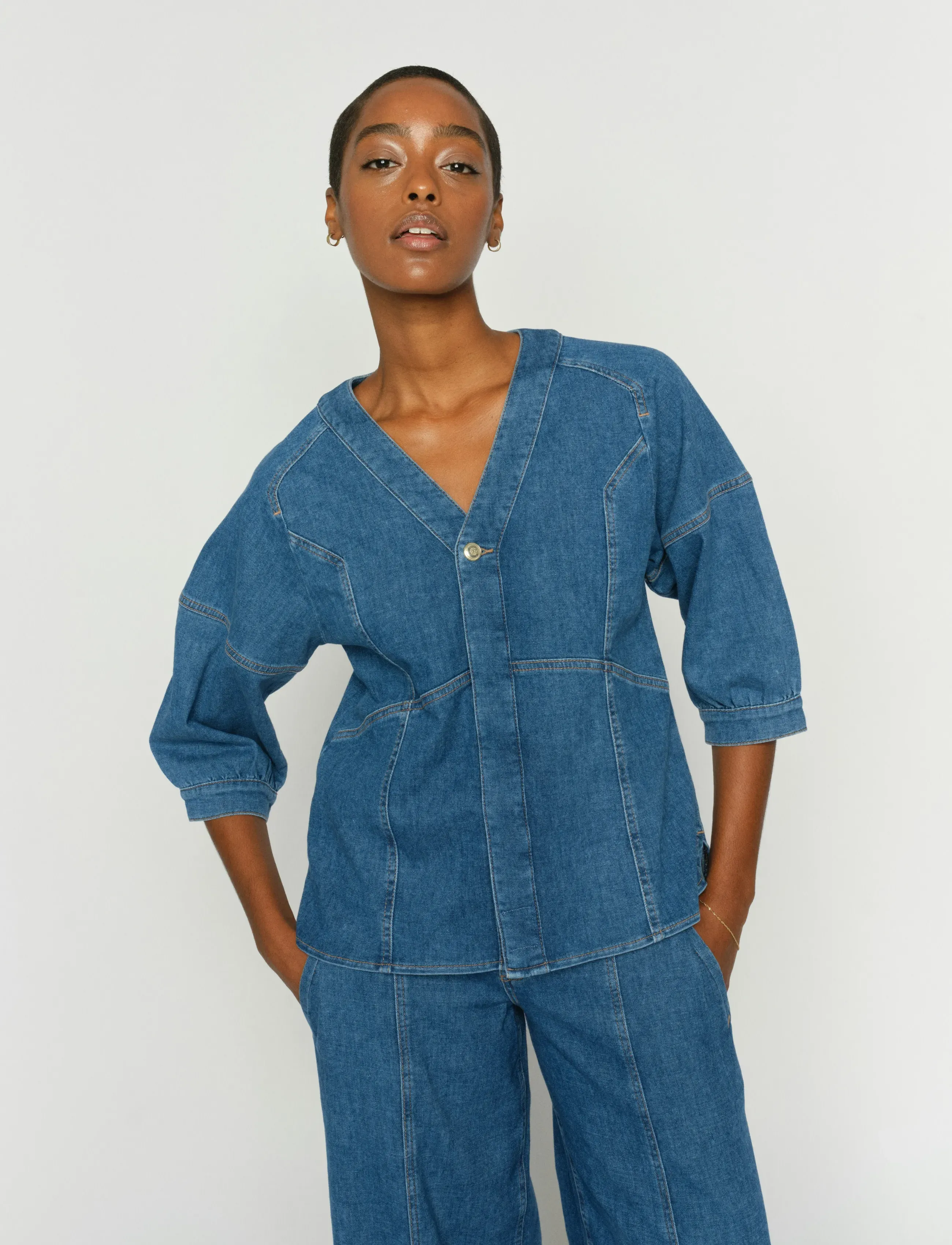 MOS MOSH Mmbari Crispy Shirt, M, Blue, Skjorter > Denim-Skjorter, Dame