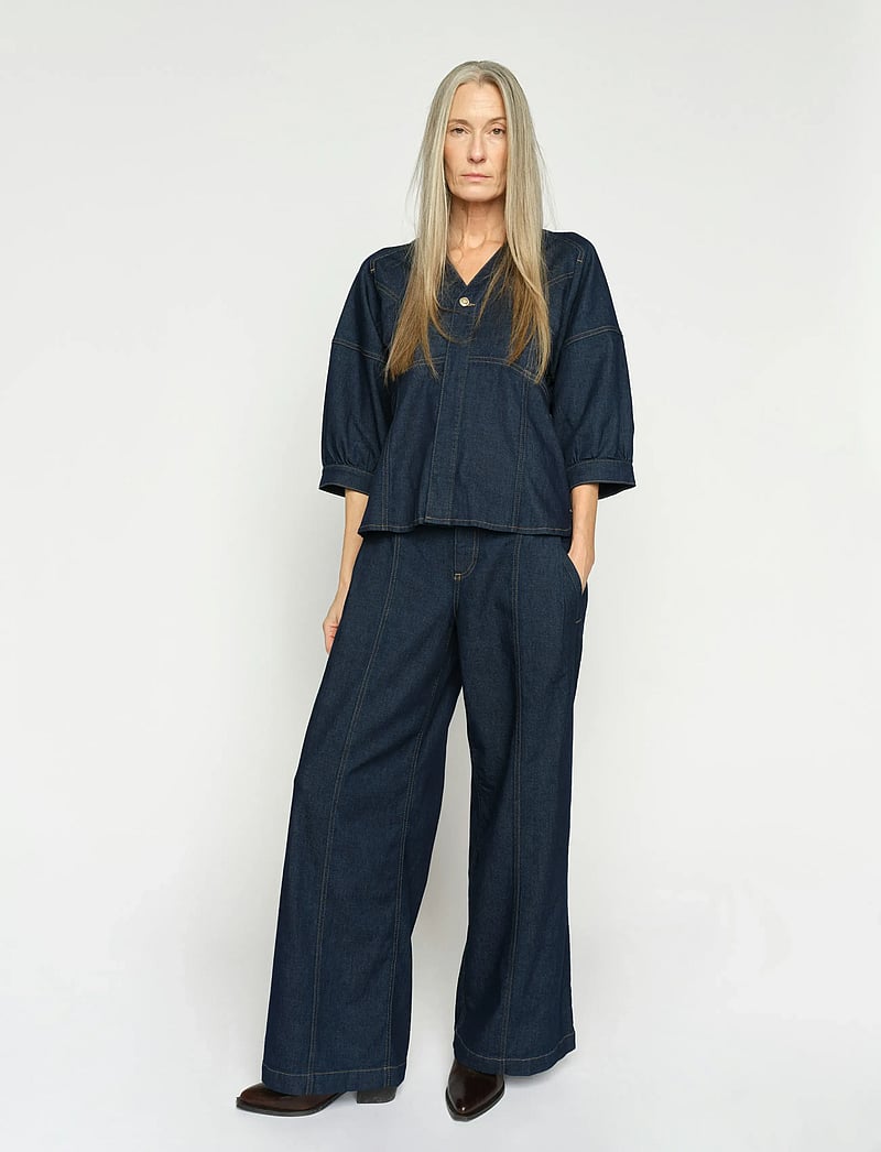 MOS MOSH - MMVerone Crispy Jeans - hosen mit weitem bein - dark blue - 4