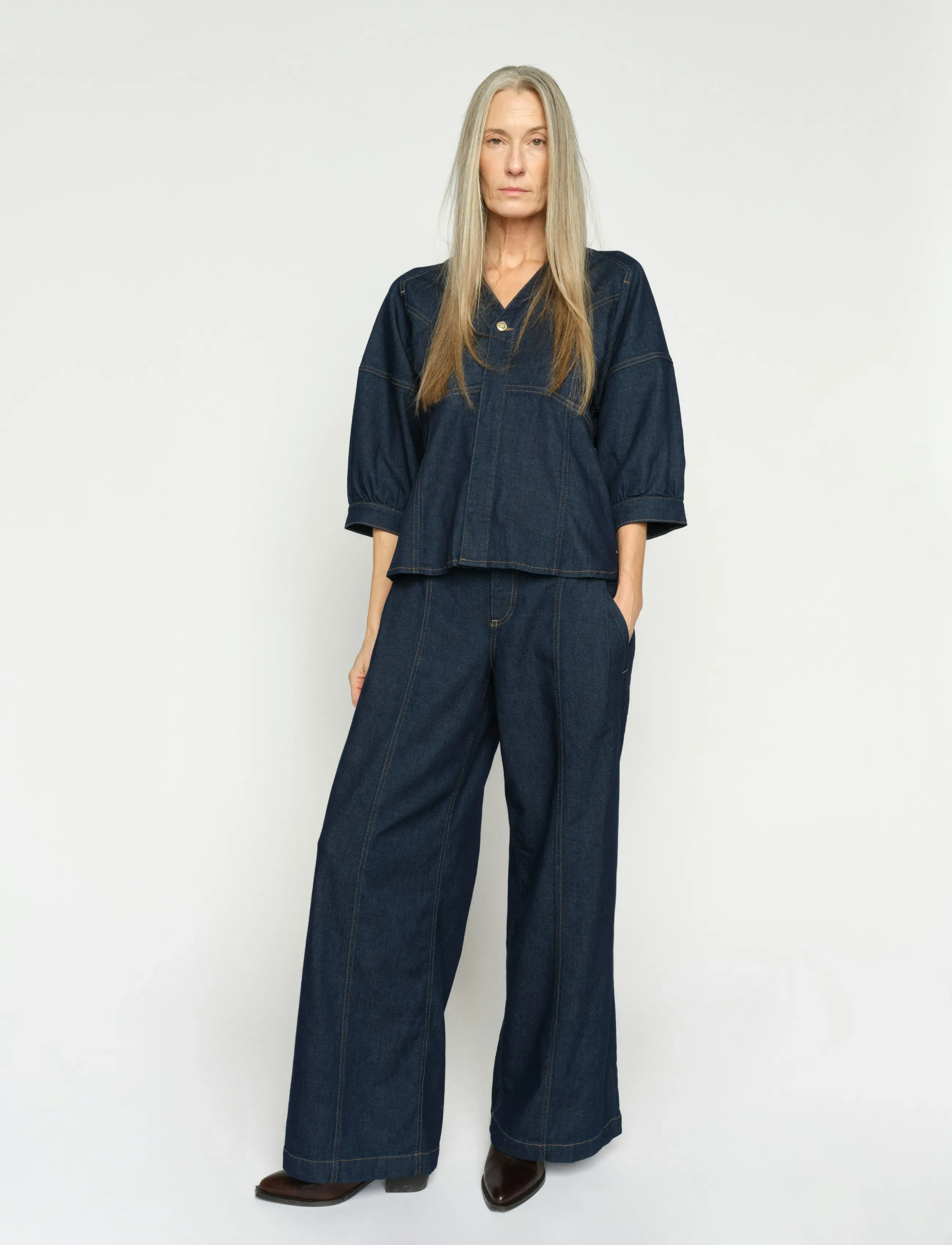 MOS MOSH - MMVerone Crispy Jeans - wide leg jeans - dark blue - 4