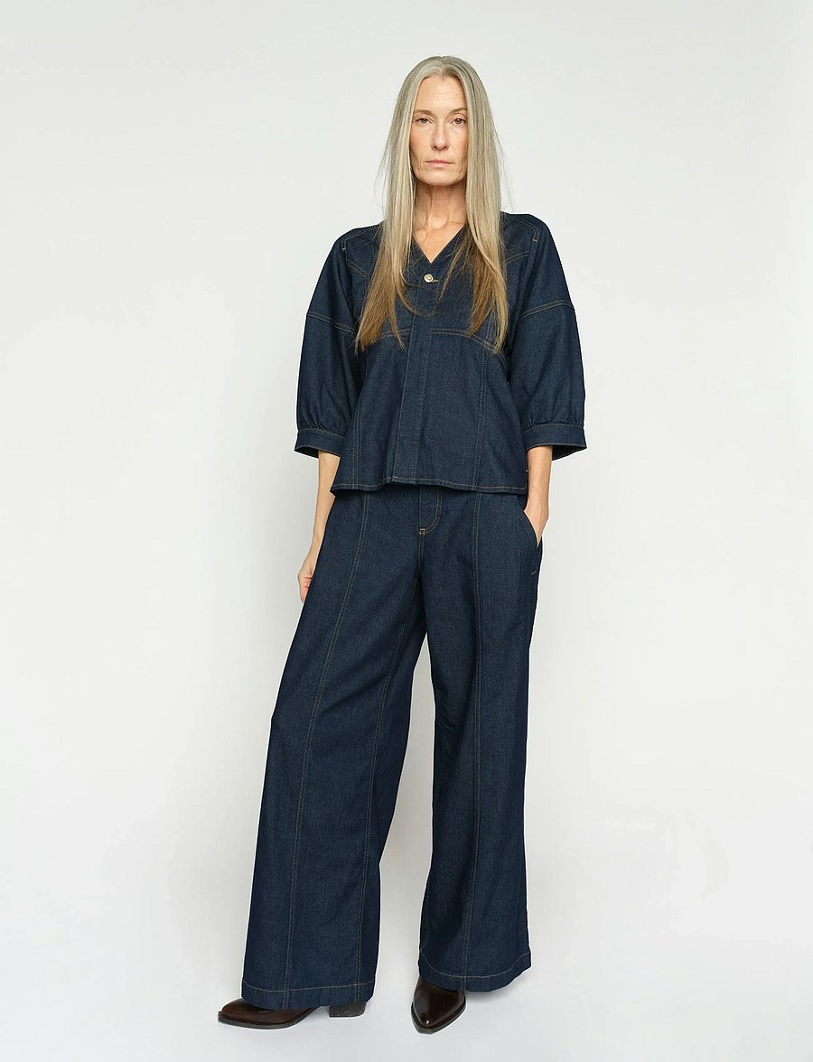 MOS MOSH - MMVerone Crispy Jeans - hosen mit weitem bein - dark blue - 4