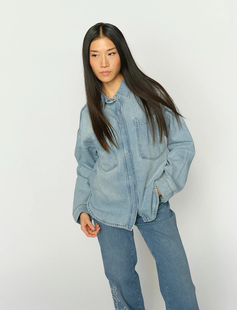 MOS MOSH - MMEmm Flower Shirt - jeansskjortor - light blue - 0