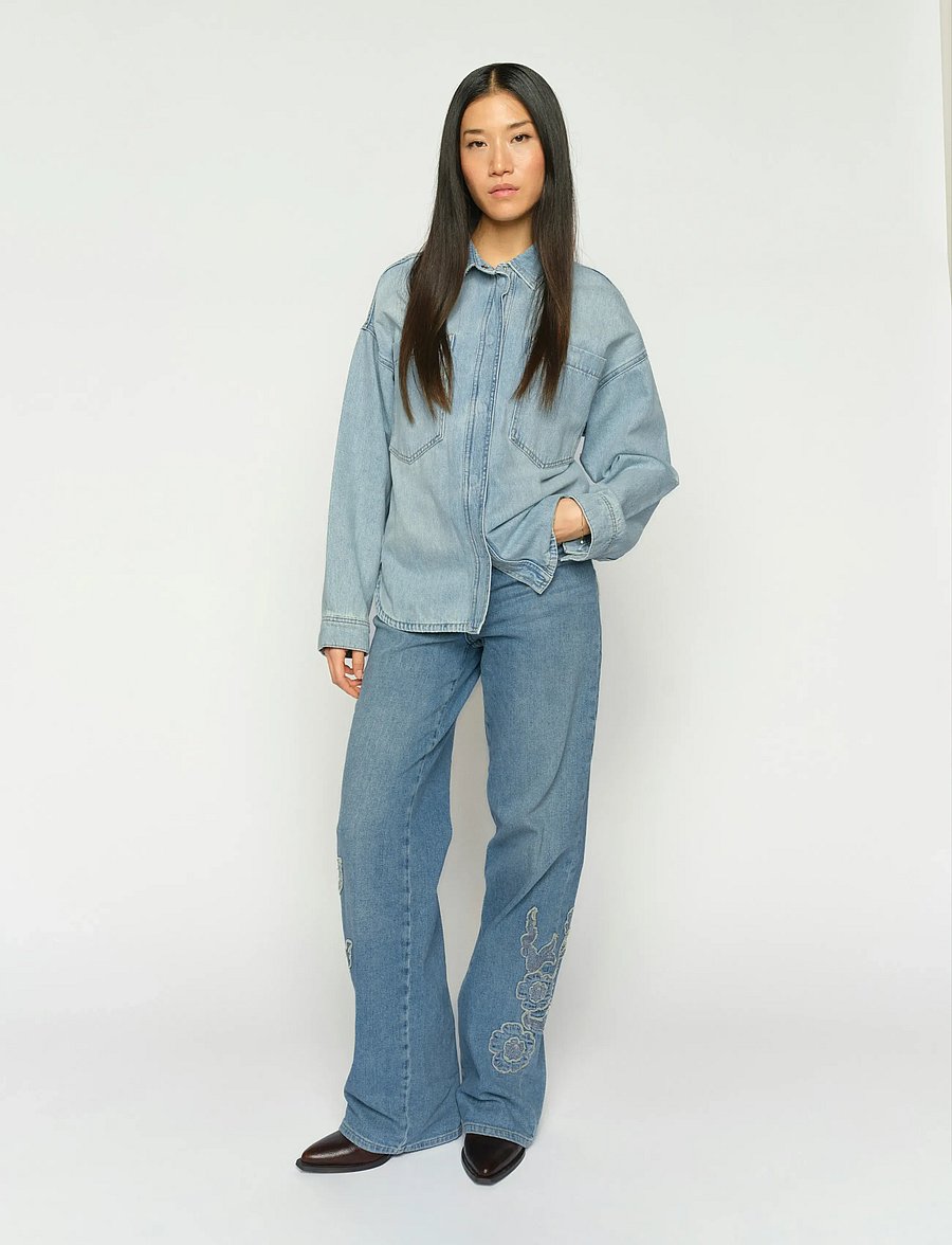 MOS MOSH - MMEmm Flower Shirt - jeansskjortor - light blue - 4