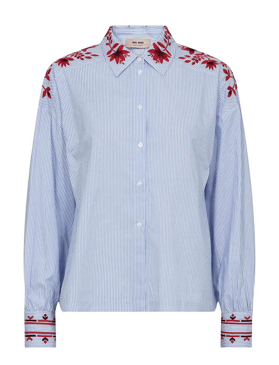 MOS MOSH - MMOsmo Stripey Shirt - long-sleeved shirts - brunnera blue - 1