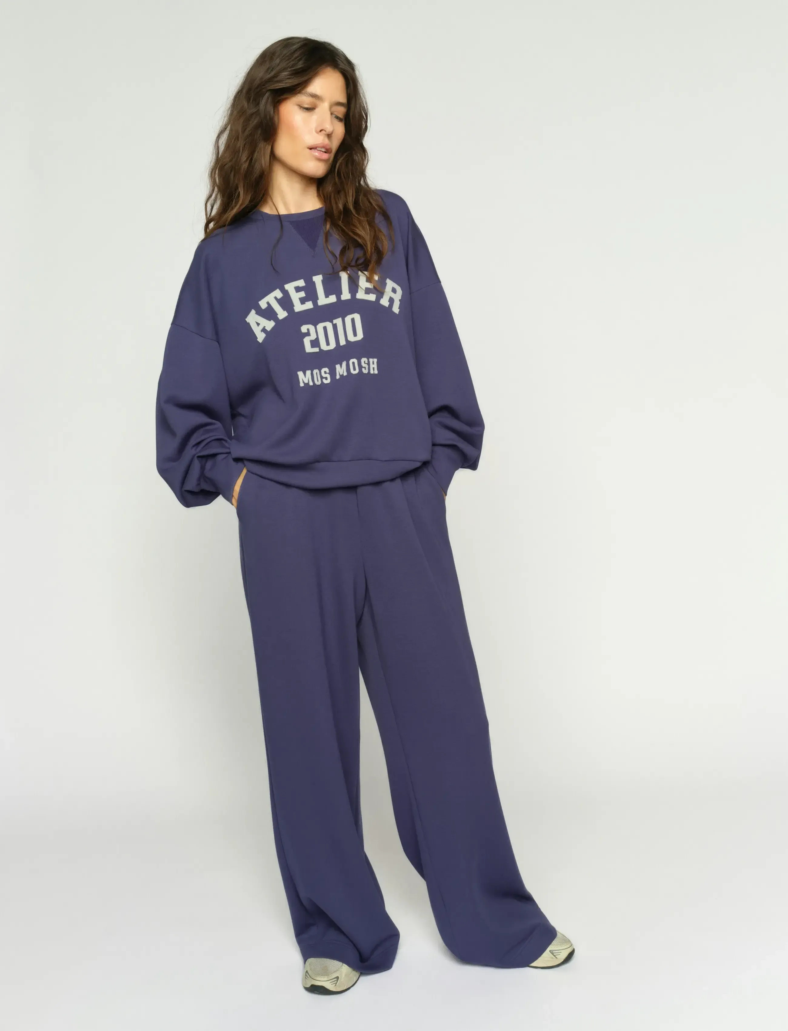 MOS MOSH Mmnima Sweatpant, Kvinder, Vide Ben Sweatpants, Navy, Str: XS