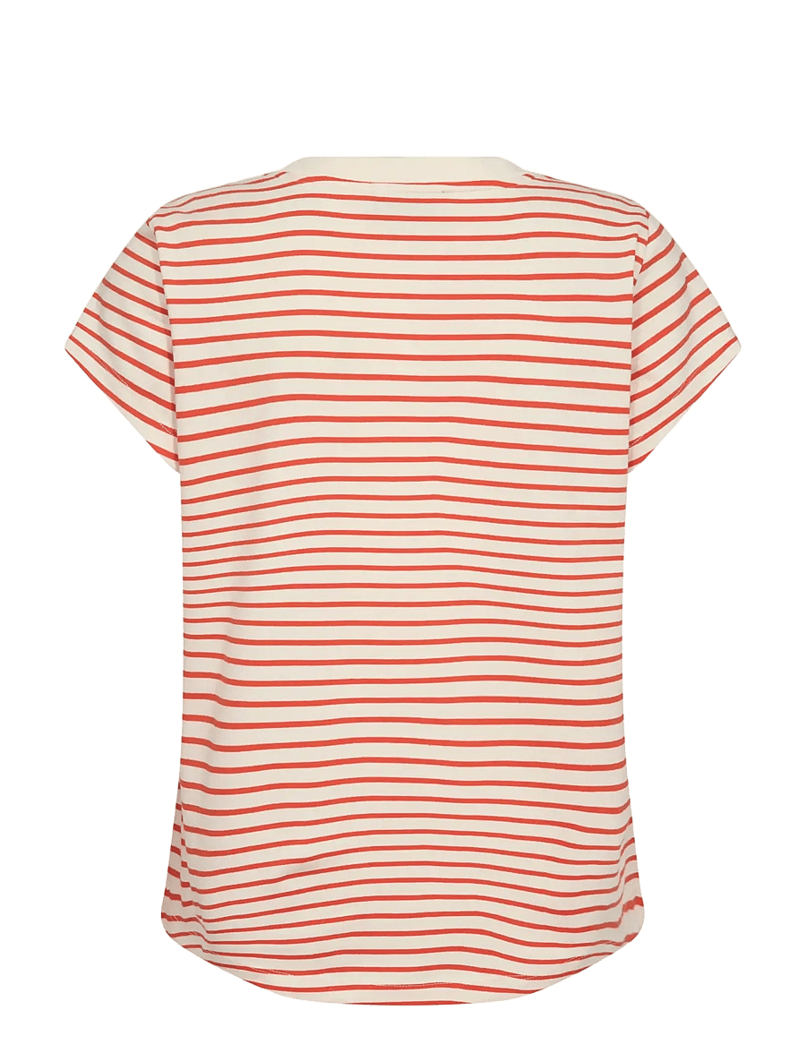 MOS MOSH - MMKala V-SS Stripe Tee - t-shirts - spicy orange - 2