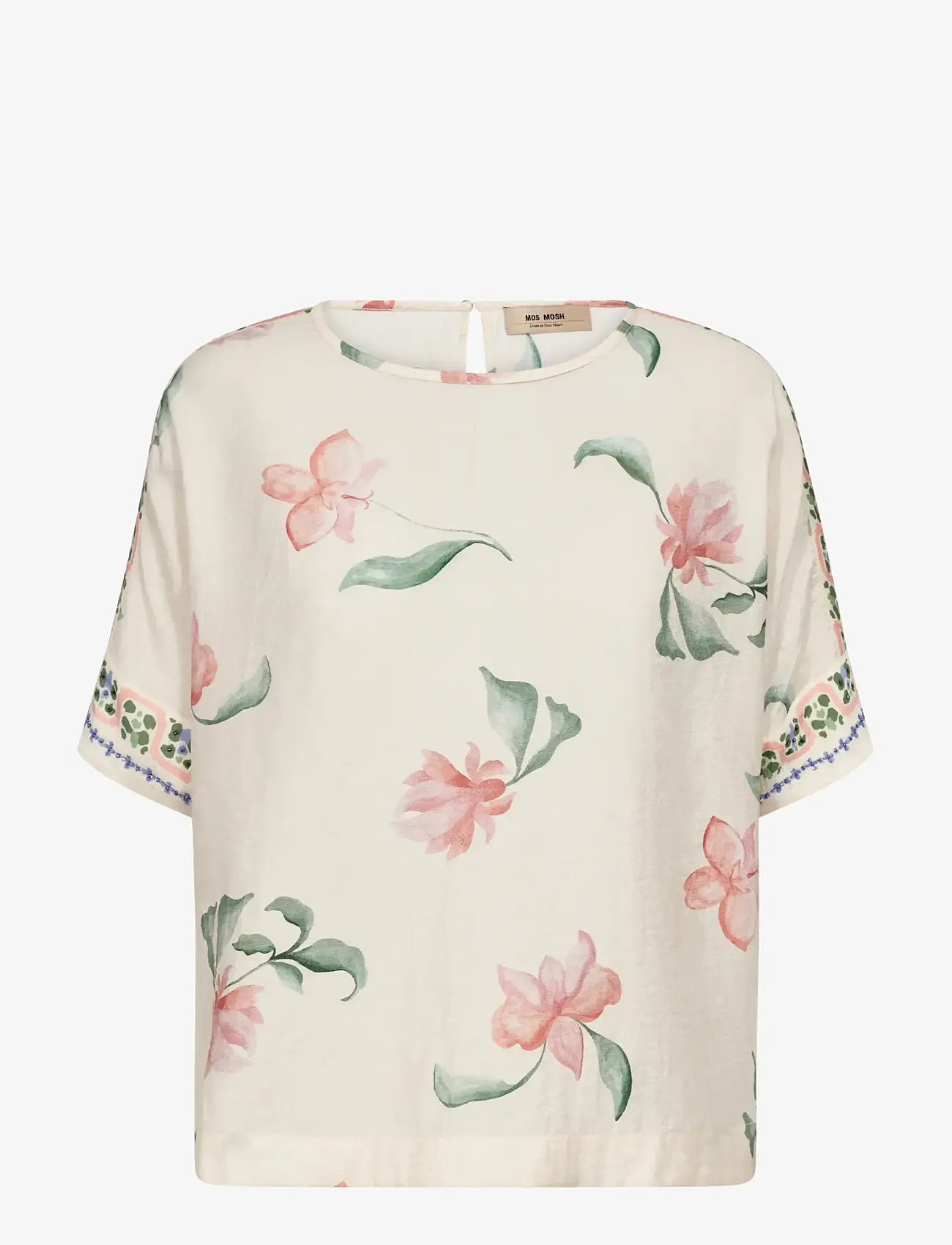 MOS MOSH - MMPalma Big Orchid Blouse - kurzämlige blusen - ecru - 1