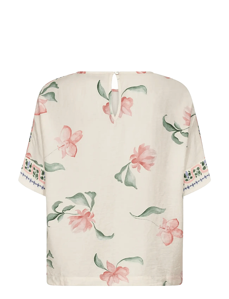 MOS MOSH - MMPalma Big Orchid Blouse - kurzämlige blusen - ecru - 2