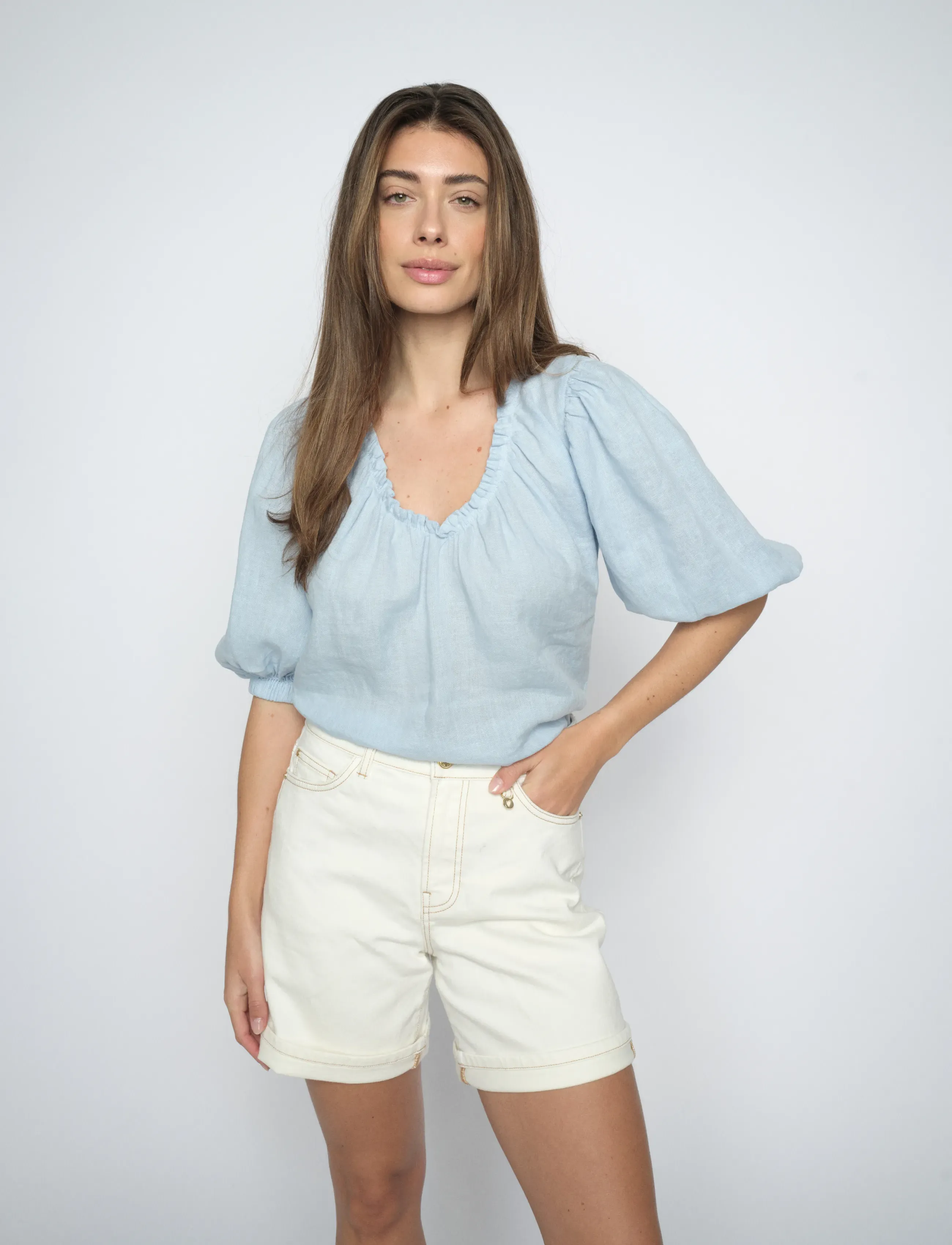MOS MOSH Mmbati Denim Shorts, 26, Creme - Frauen