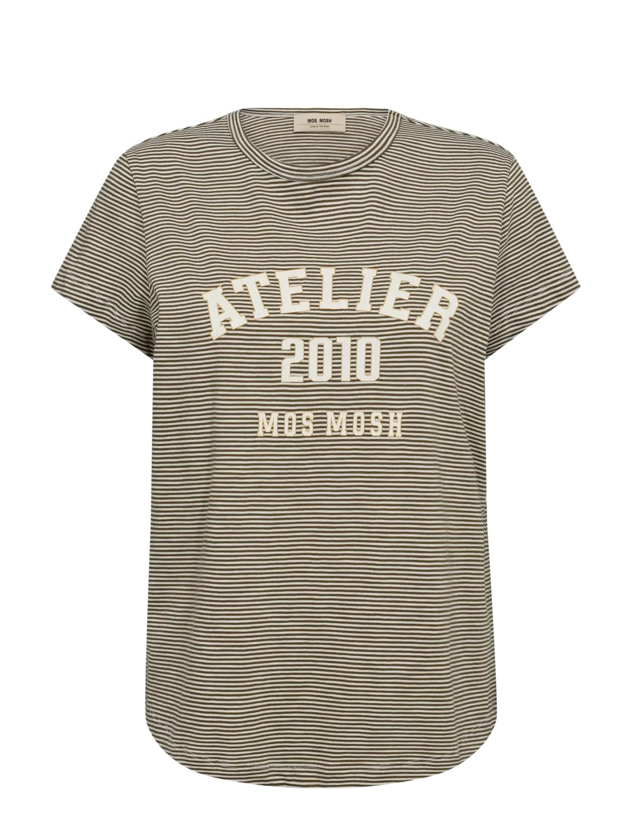 MOS MOSH MMCamp O-SS Stripe Tee - T-paidat & topit - BURNT OLIVE / khaki/green