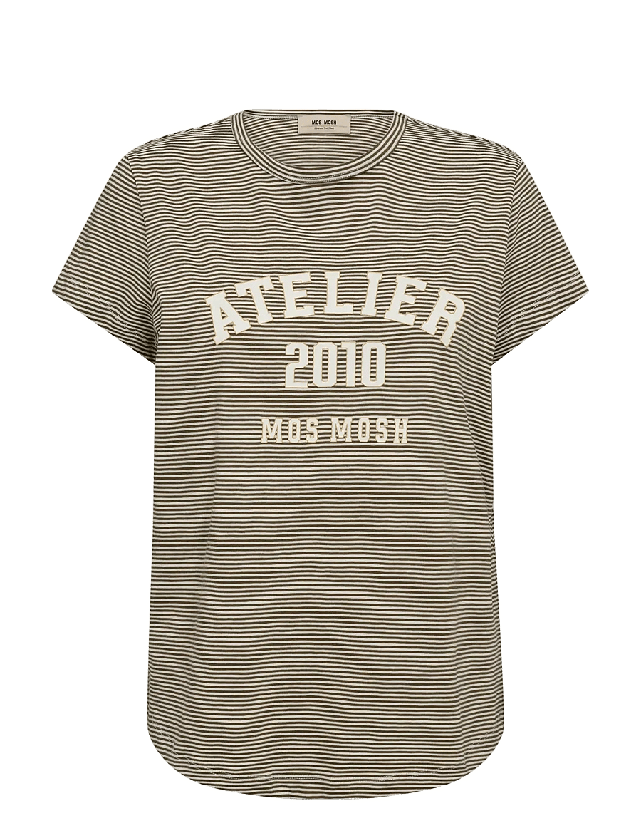 MOS MOSH - MMCamp O-SS Stripe Tee - t-shirts - burnt olive - 1