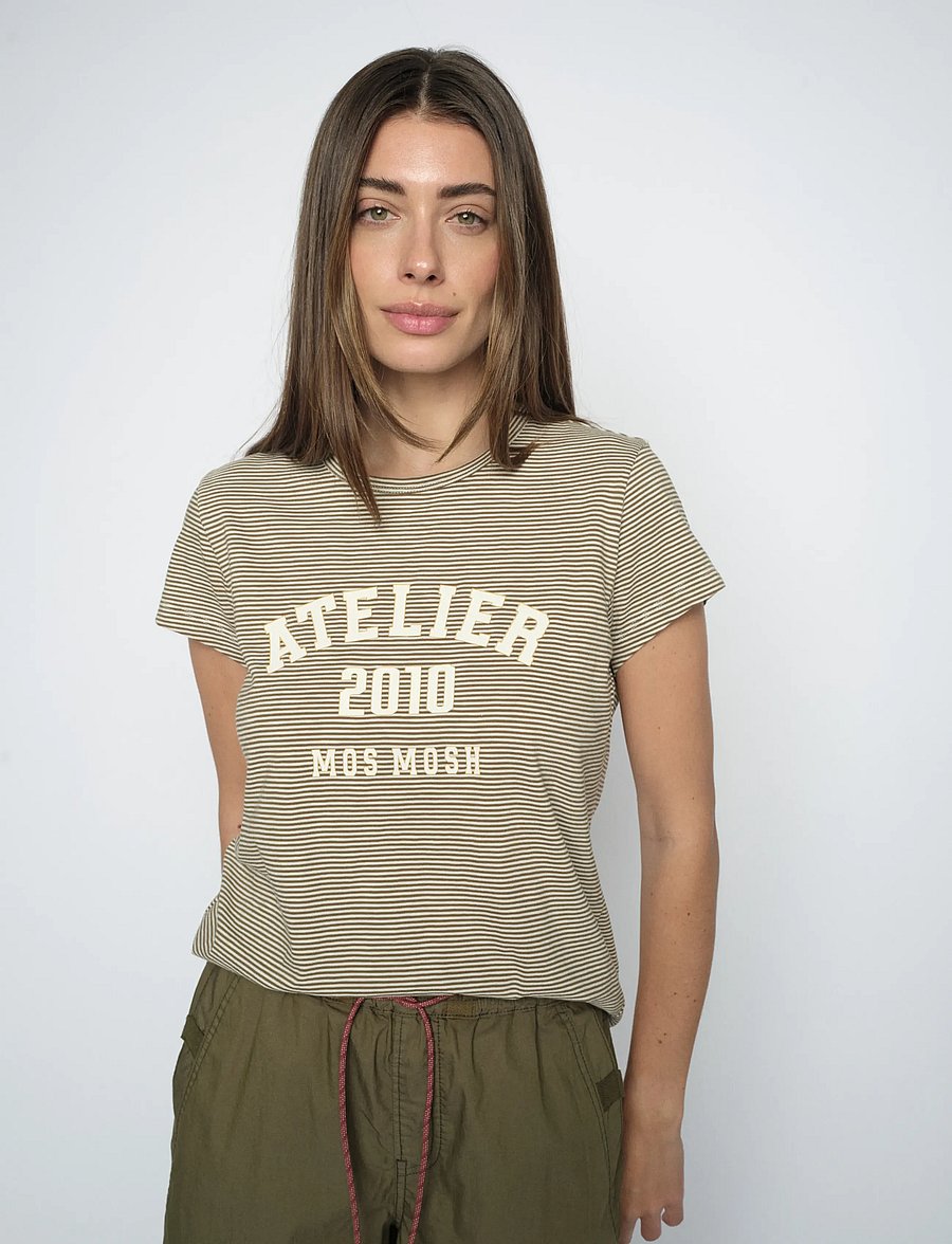 MOS MOSH - MMCamp O-SS Stripe Tee - t-shirts - burnt olive - 0