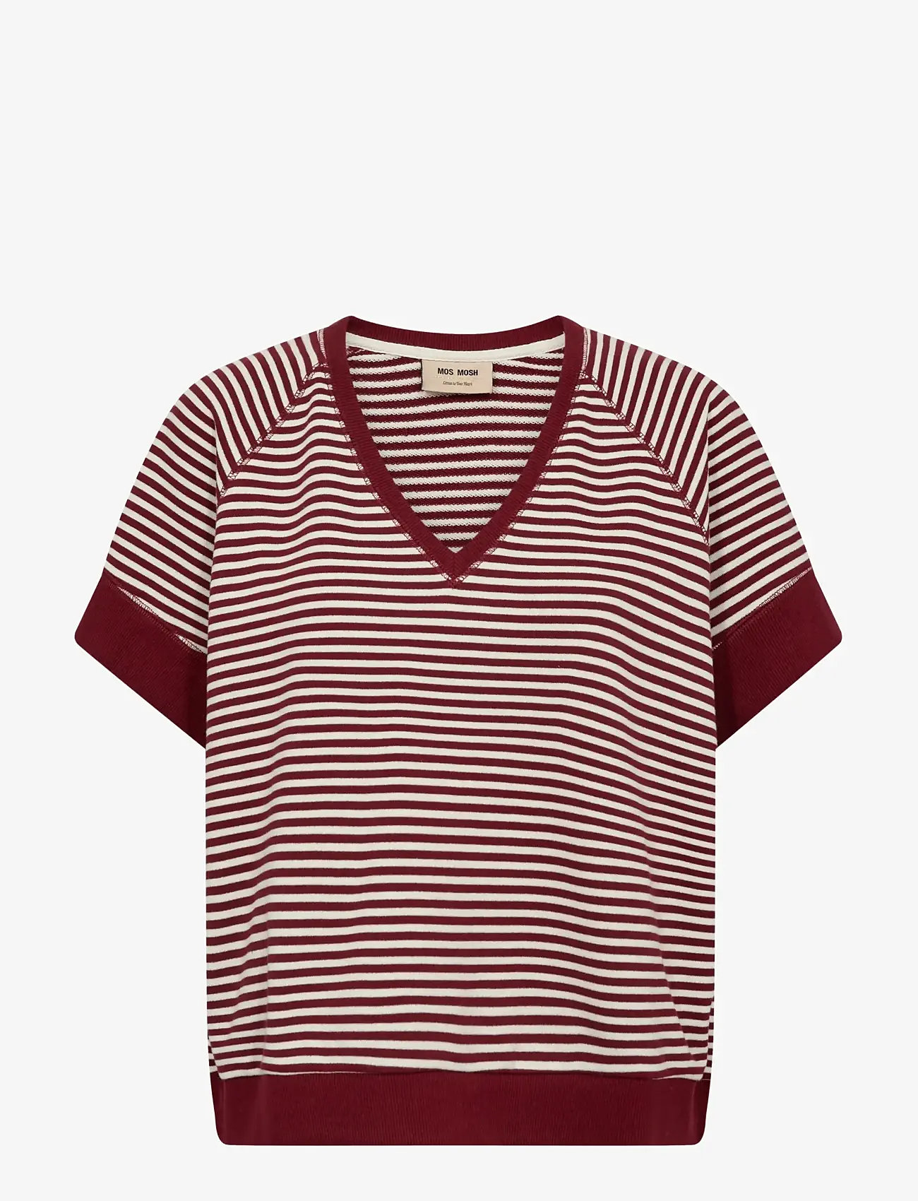 MOS MOSH - MMHolt V-SS Stripe Sweatshirt - striktrøjer - cabernet - 1