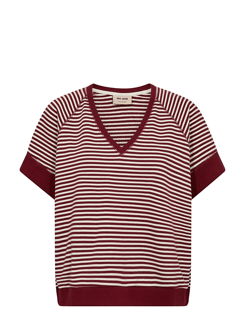 MOS MOSH - MMHolt V-SS Stripe Sweatshirt - sviitrid - cabernet - 1
