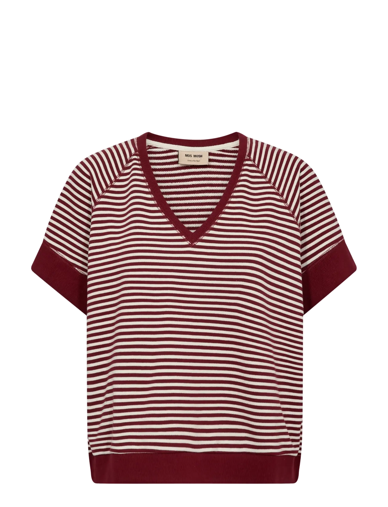 MOS MOSH MMHolt V-SS Stripe Sweatshirt - Striktrøjer - CABERNET / red