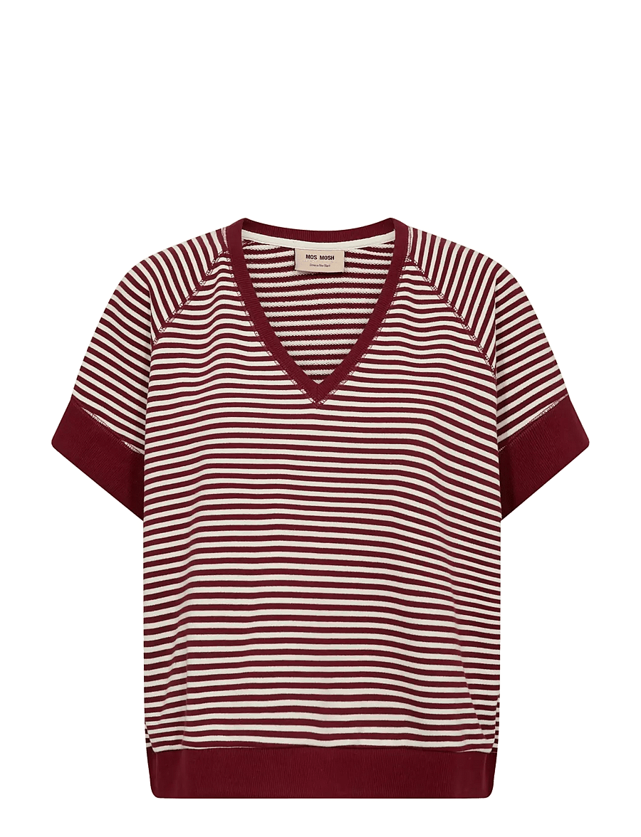MOS MOSH - MMHolt V-SS Stripe Sweatshirt - neulepuserot - cabernet - 1