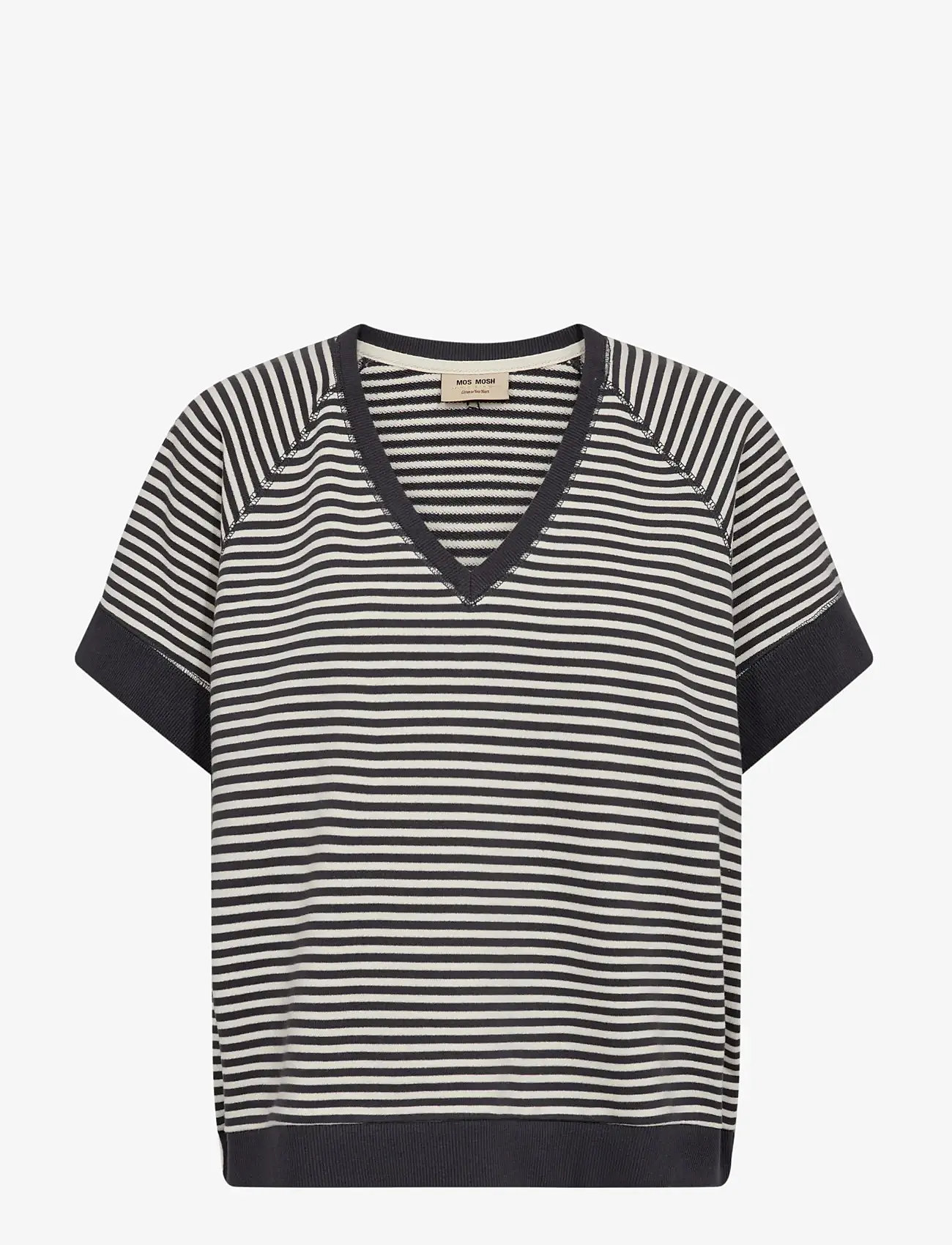 MOS MOSH - MMHolt V-SS Stripe Sweatshirt - striktrøjer - india ink - 1