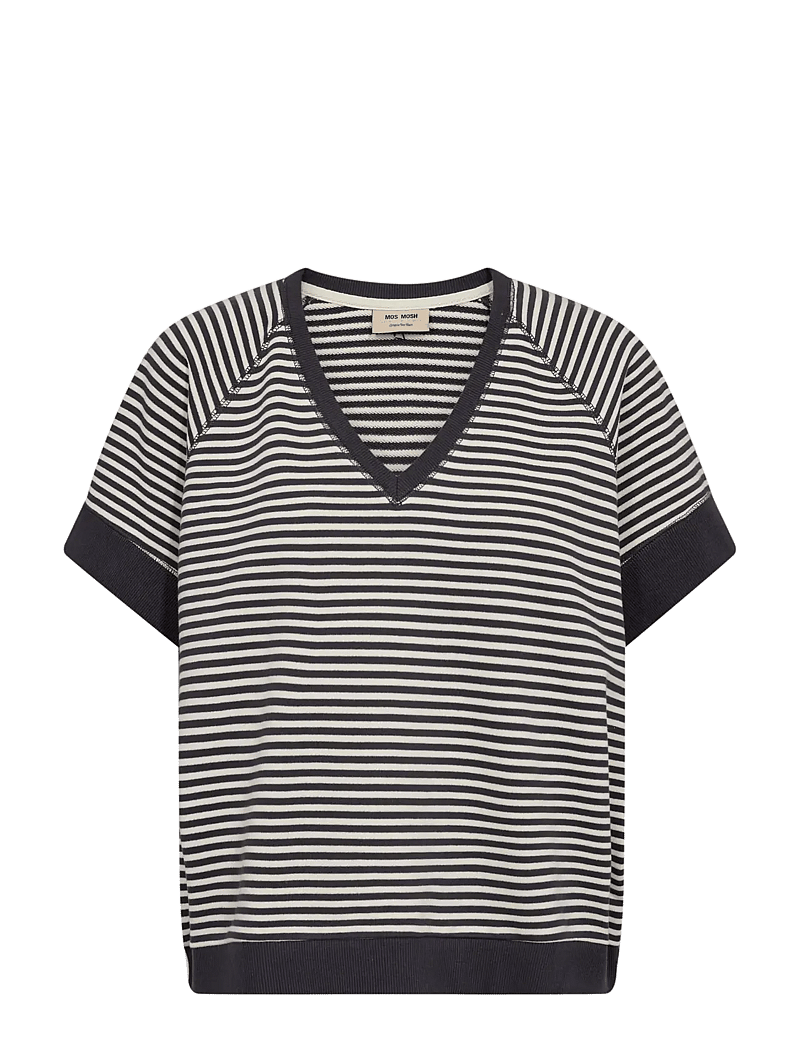 MOS MOSH - MMHolt V-SS Stripe Sweatshirt - sviitrid - india ink - 1