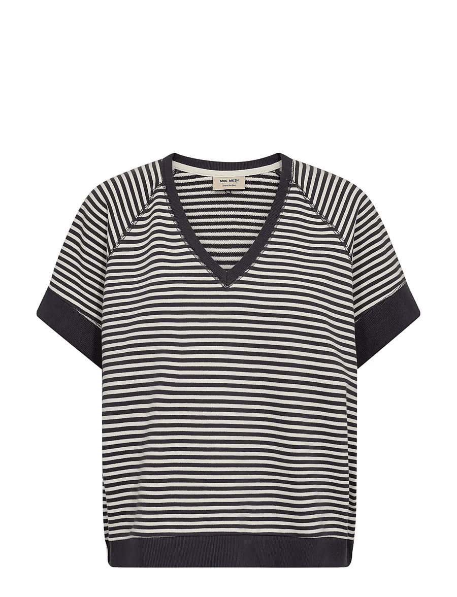 MOS MOSH - MMHolt V-SS Stripe Sweatshirt - gebreide truien - india ink - 1