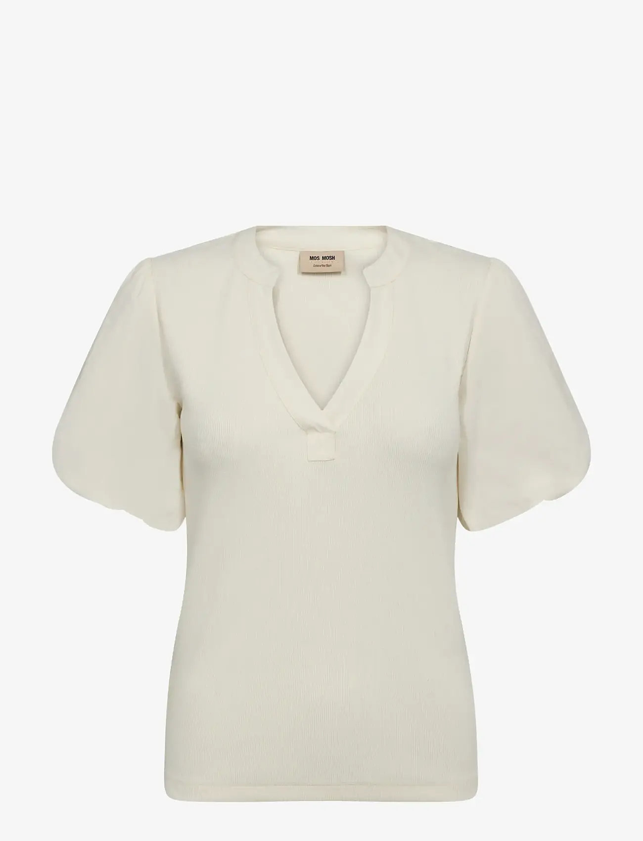 MOS MOSH - MMJada V-SS Puff Tee - t-särgid - ecru - 1