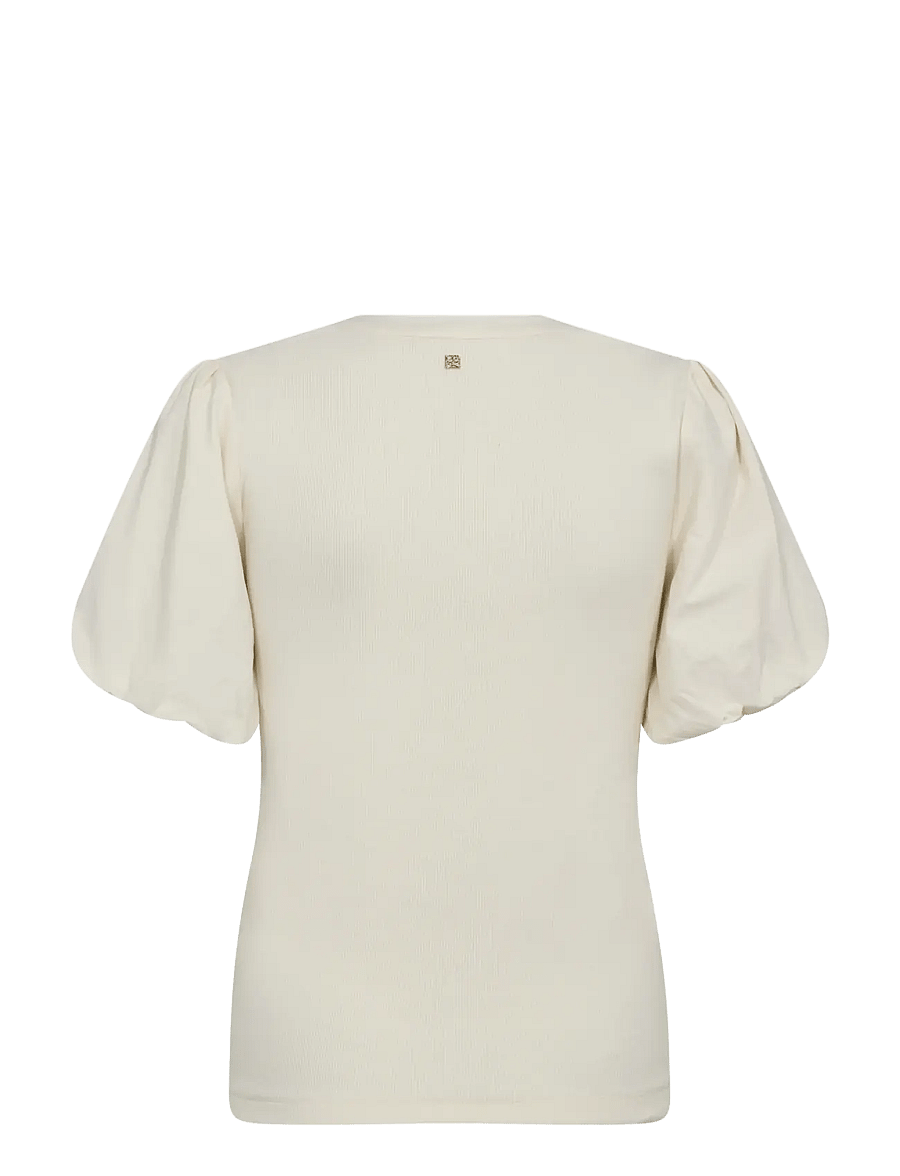 MOS MOSH - MMJada V-SS Puff Tee - t-shirts - ecru - 2