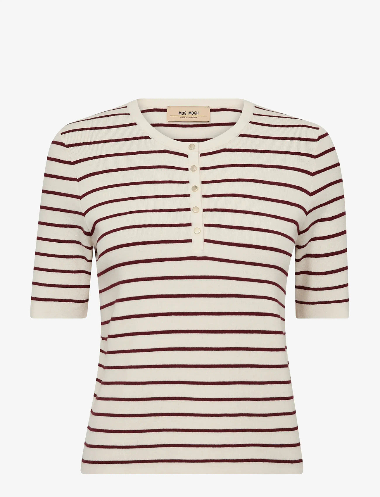 MOS MOSH - MMAliz Caliz Stripe SS Knit - striktrøjer - cabernet - 1
