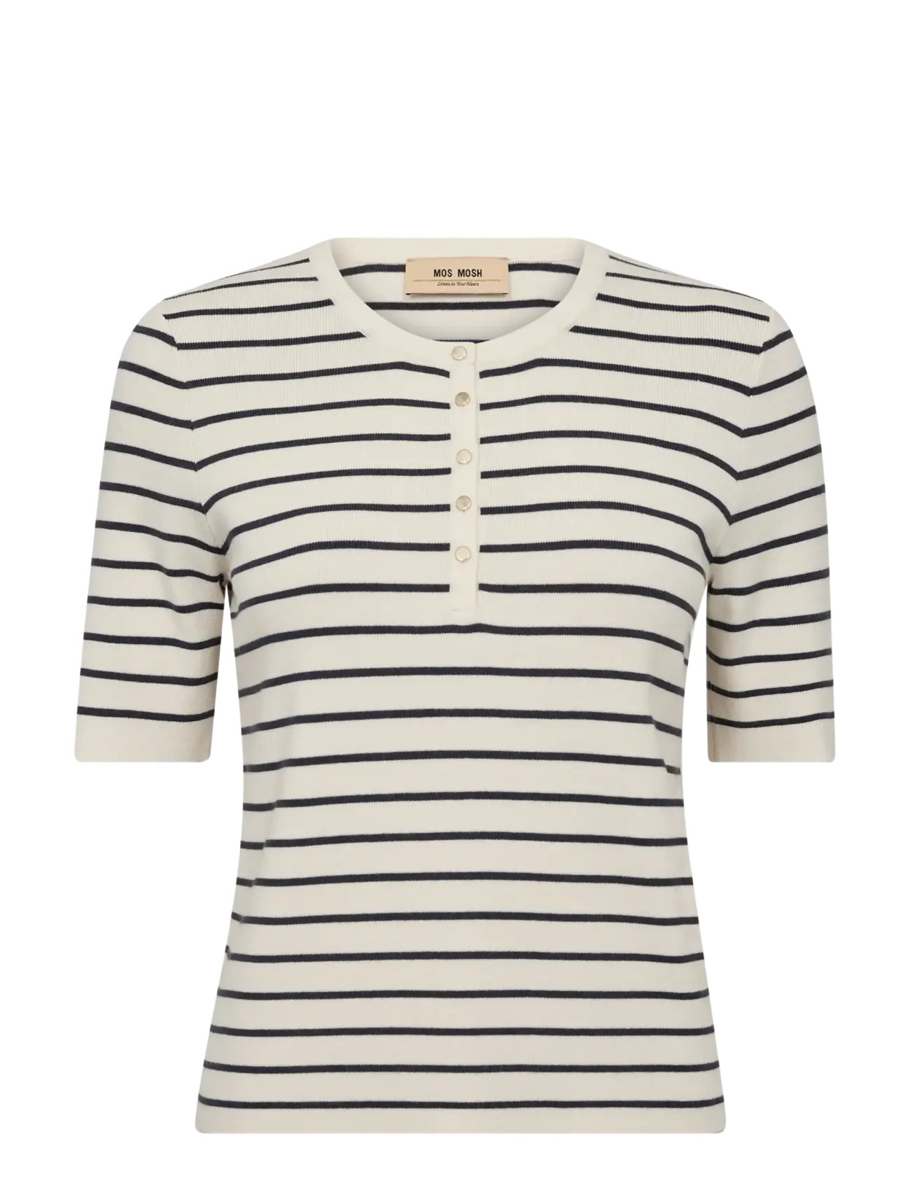 MOS MOSH MMAliz Caliz Stripe SS Knit - Stickade tröjor - INDIA INK / cream