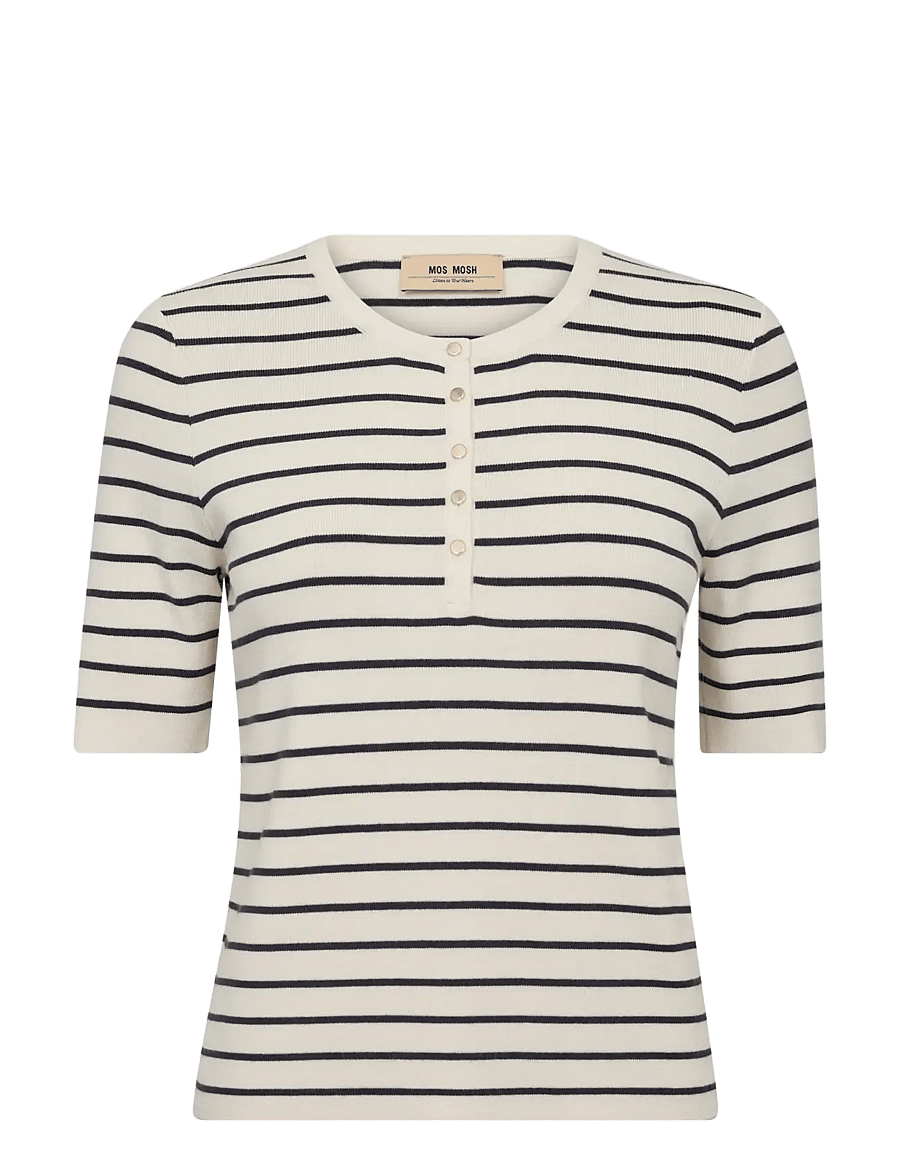 MOS MOSH - MMAliz Caliz Stripe SS Knit - gebreide truien - india ink - 1