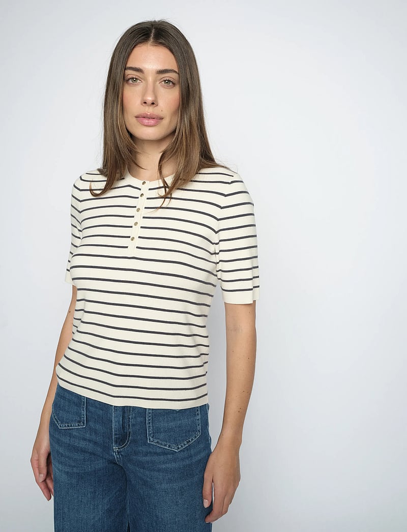 MOS MOSH - MMAliz Caliz Stripe SS Knit - jumpers - india ink - 0