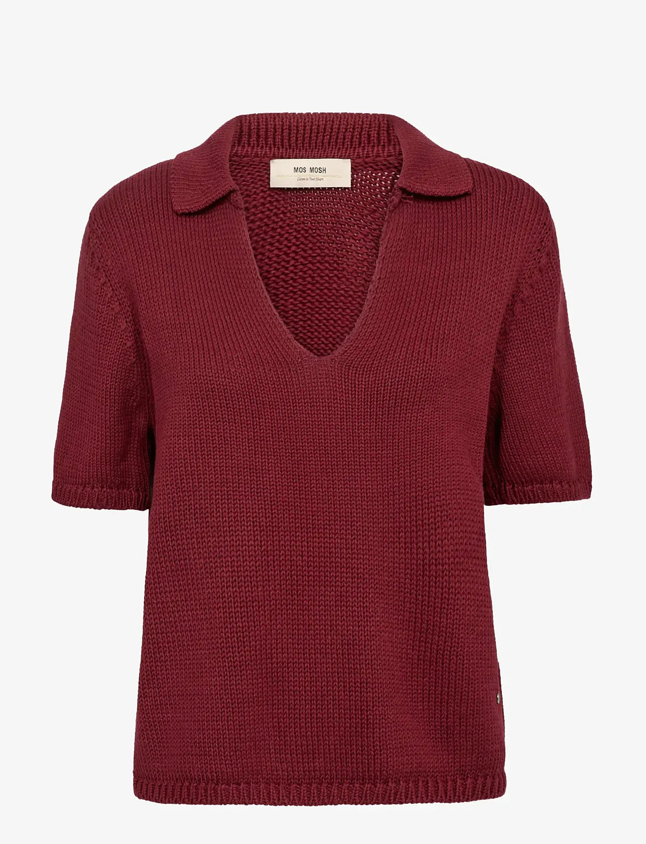 MOS MOSH - MMArin SS Collar Cotton Knit - striktrøjer - cabernet - 0