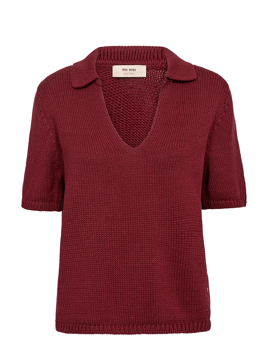 MOS MOSH - MMArin SS Collar Cotton Knit - jumpers - cabernet - 0