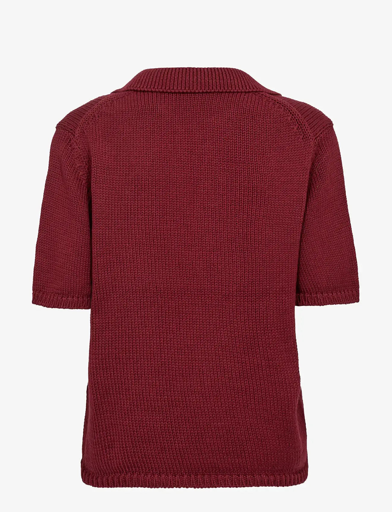 MOS MOSH - MMArin SS Collar Cotton Knit - striktrøjer - cabernet - 1